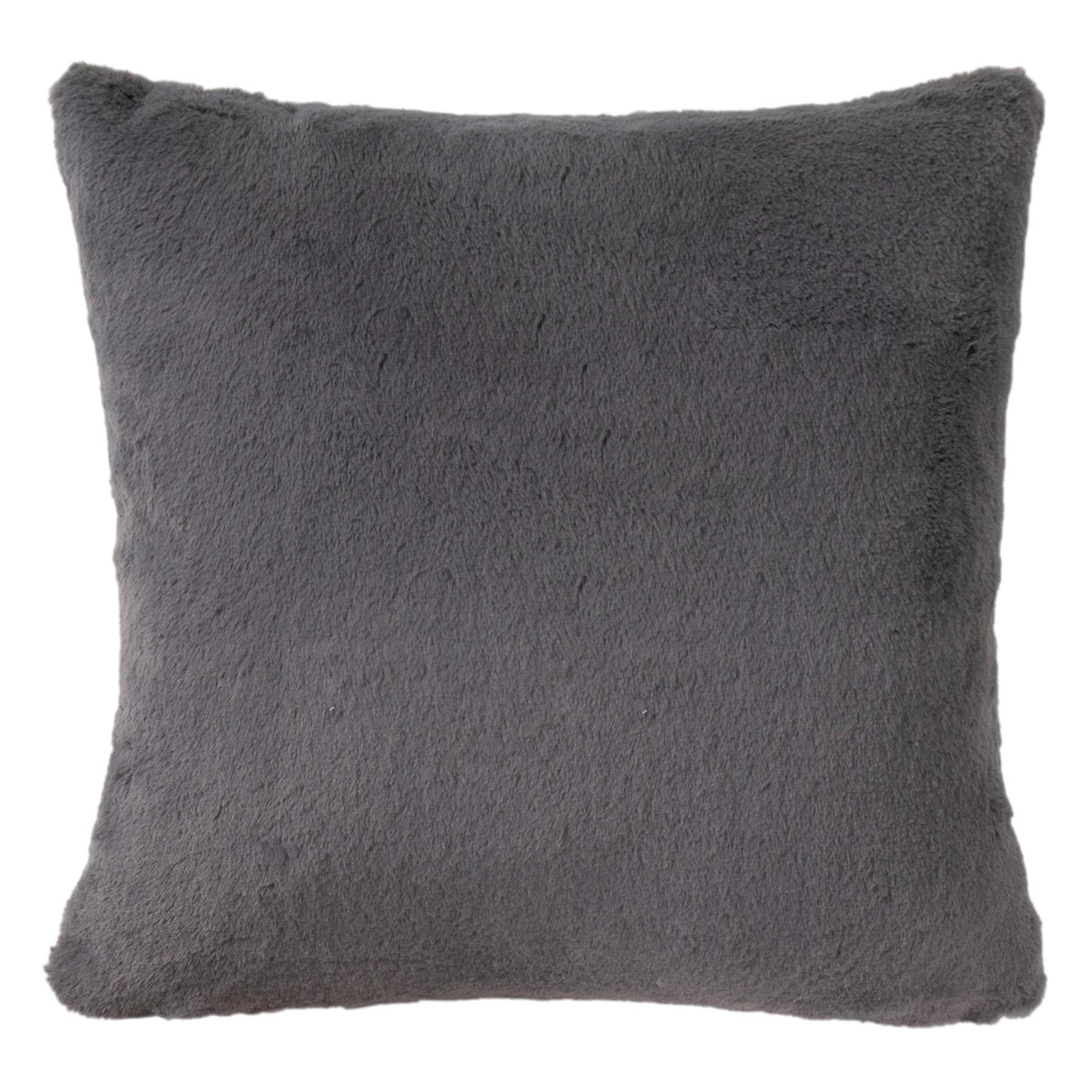 Bristol Dark Grey Faux Fur Throw Pillow, 24"