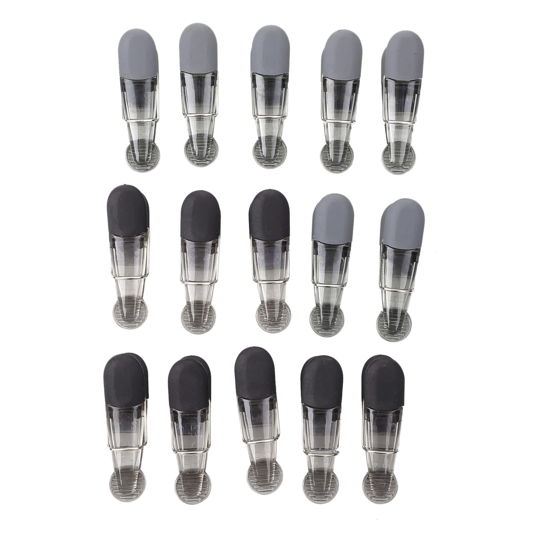 15-Piece Grey & Black Bag Clip Set