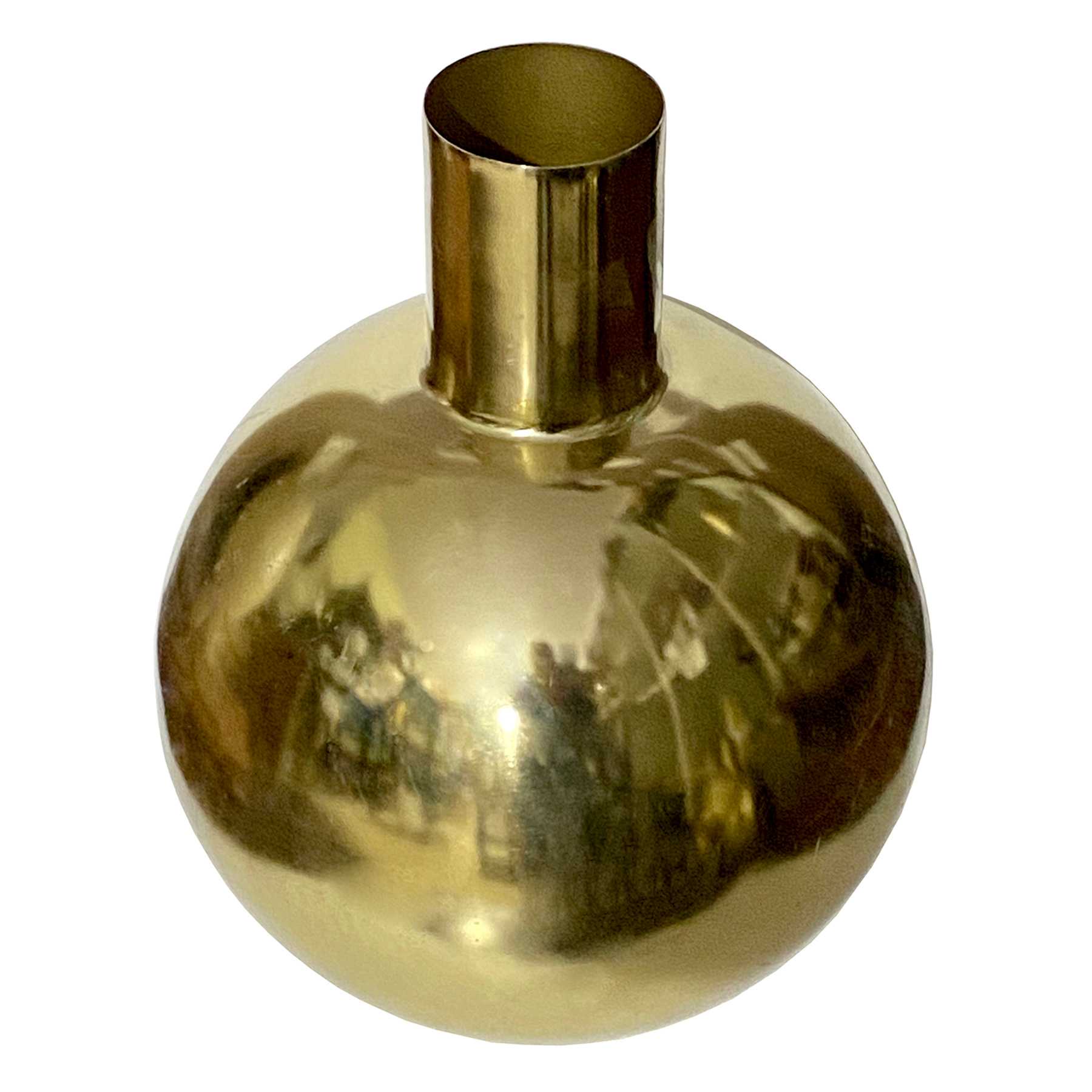 Gold Metal Round Vase, 14"
