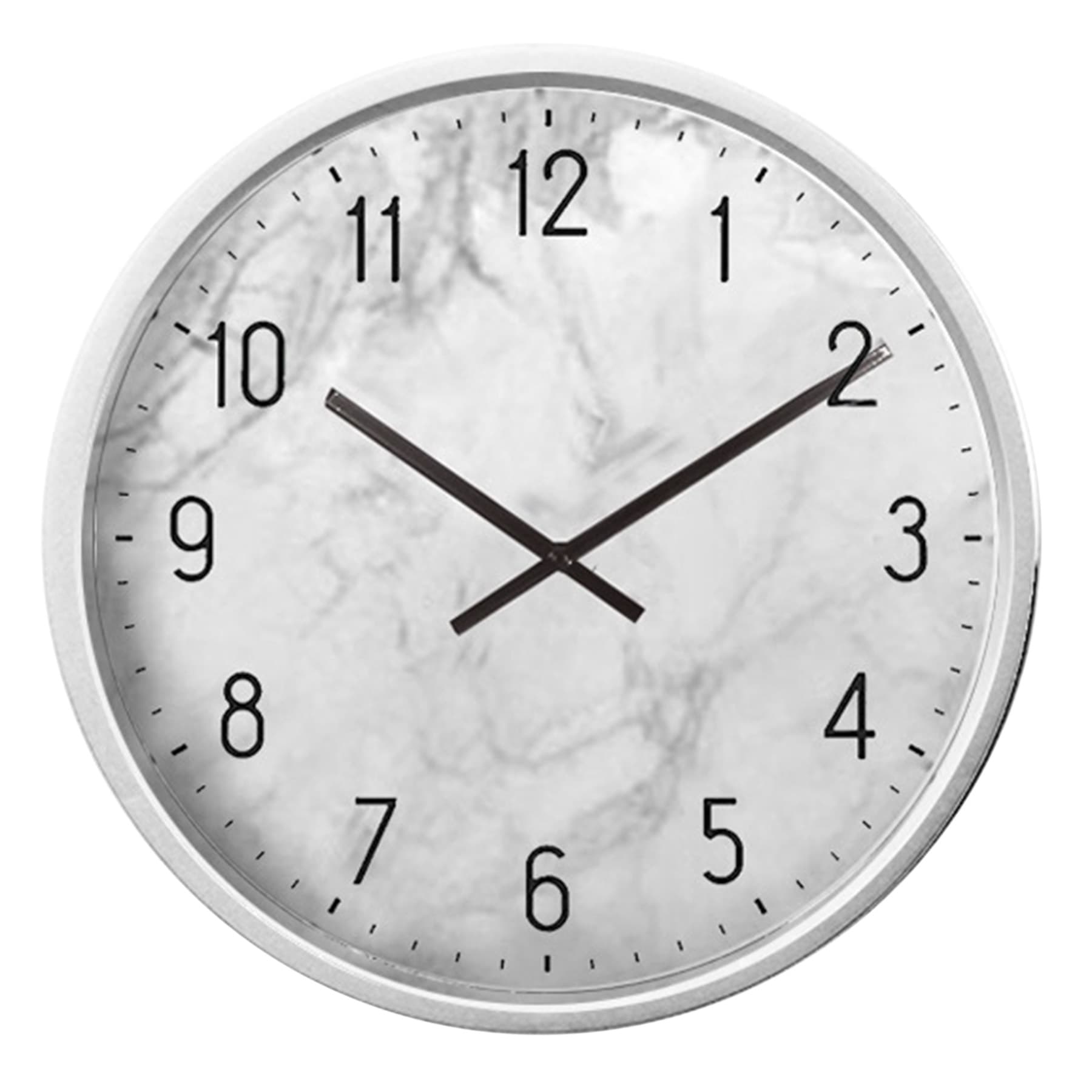 White Marbled Round Wall Clock, 12"