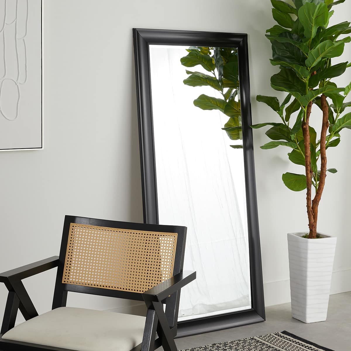 Sophia Black Beveled Leaner Mirror, 31x65