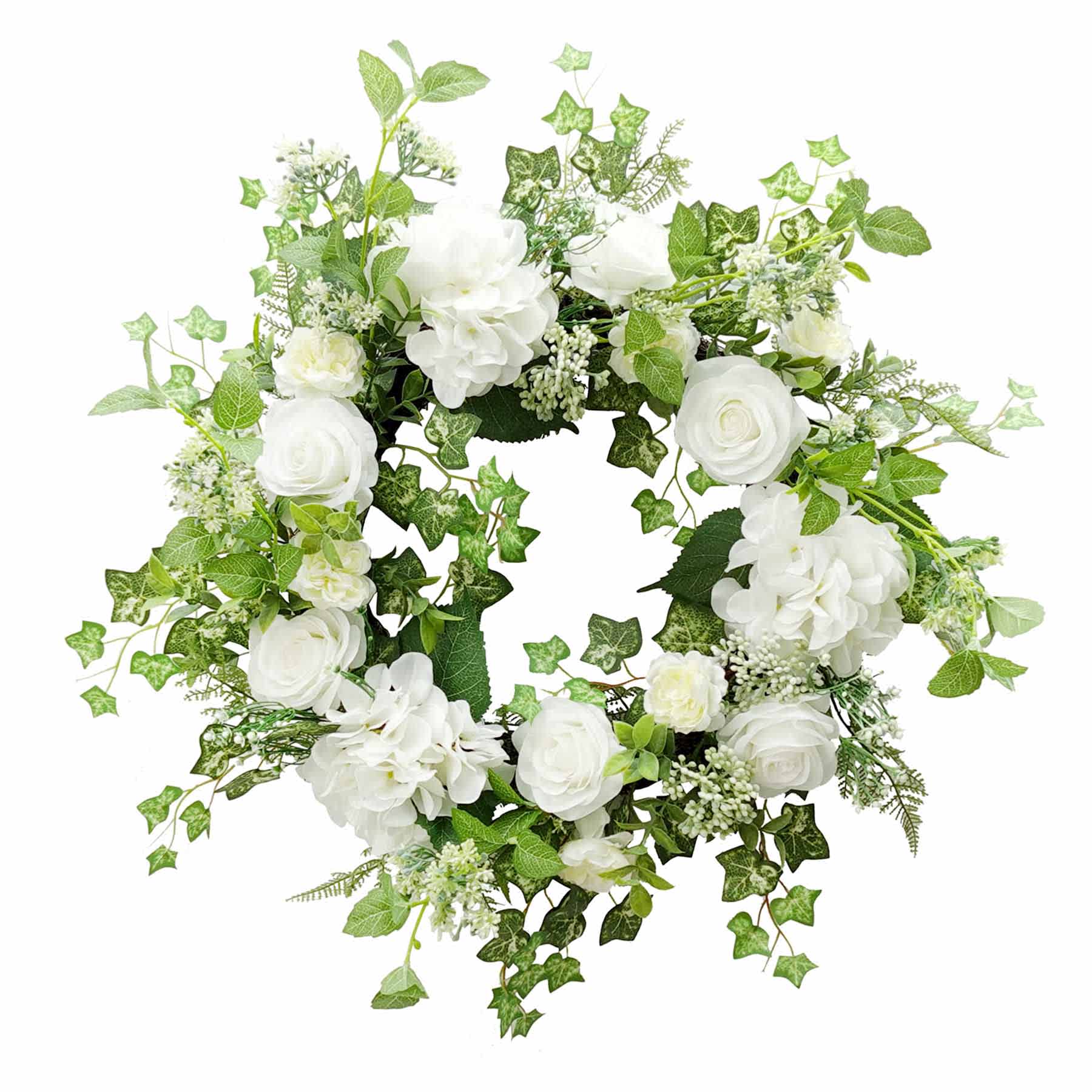 Rose, Hydrangea & Leaves Wreath, 22"