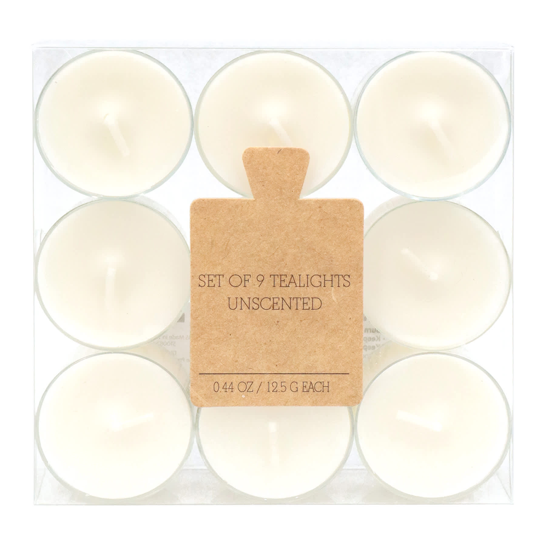 Honeybloom 9-Pack Unscented Tealight Candles, Ivory