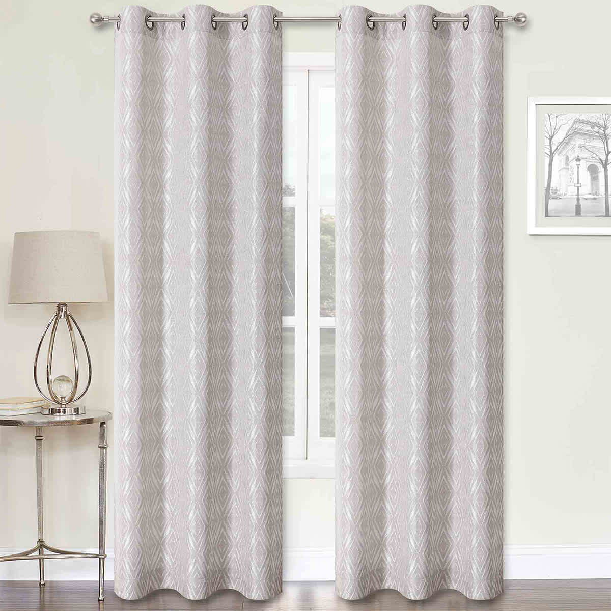 2-Pack Remi Grey Light Filtering Grommet Curtain Panel Set, 95"