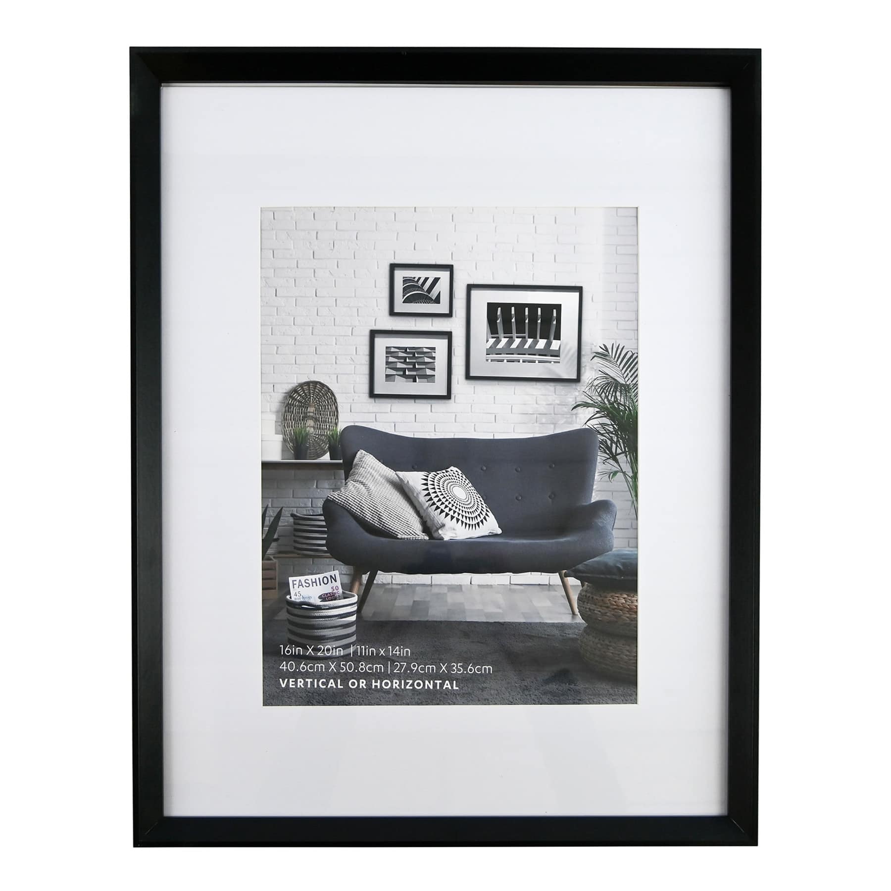 16x20 Matted to 11x14 Wall Frame, Black