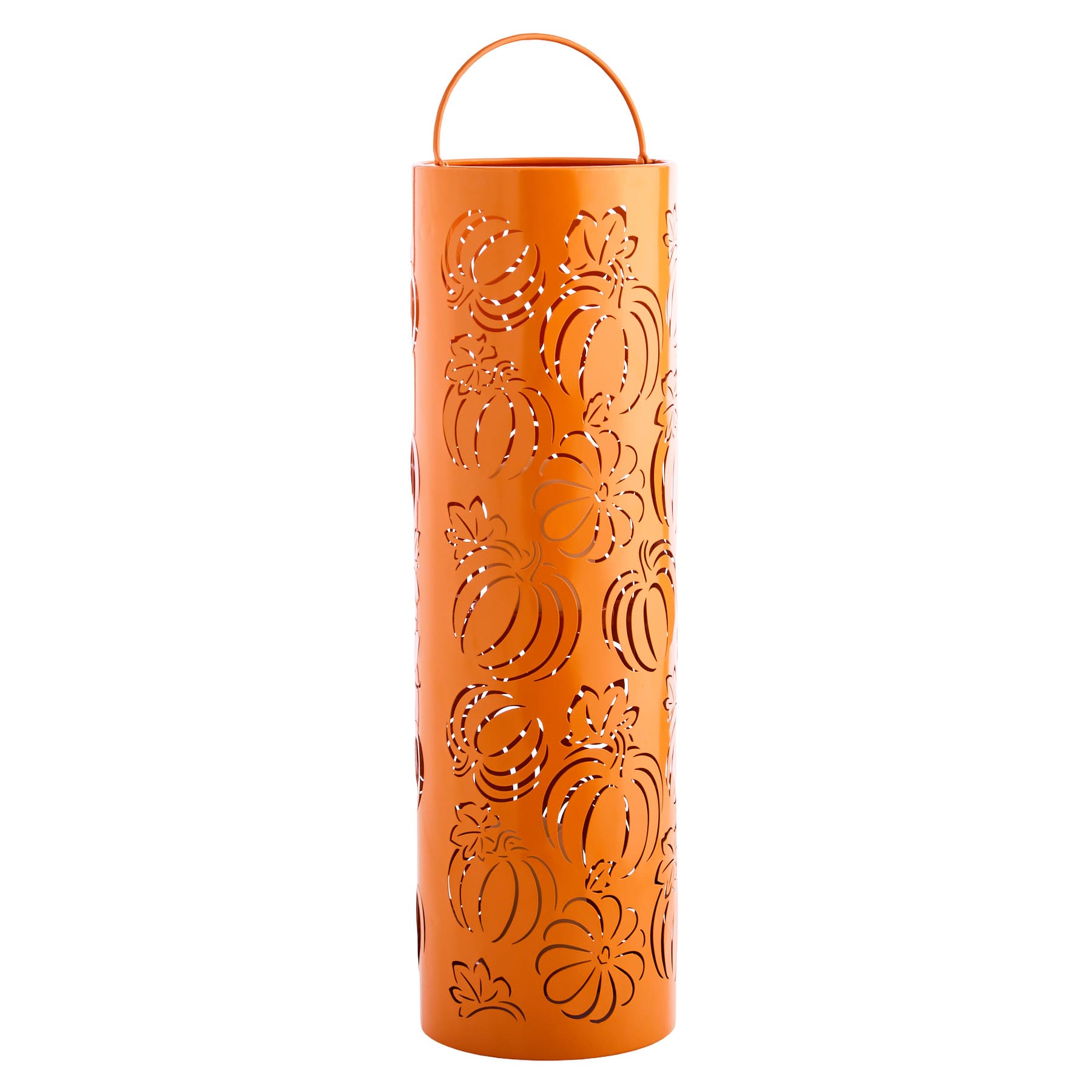 Homespun Harvest LED Cylinder Lantern with Pumpkin Cut Outs, 24"