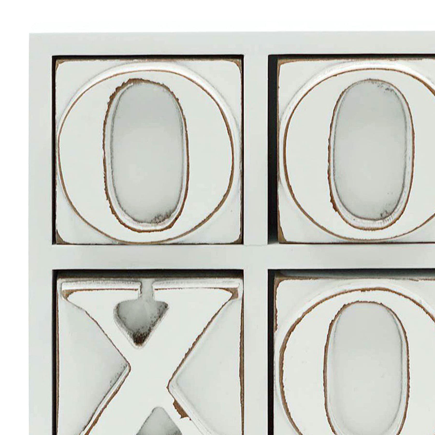 White Wooden Tic-Tac-Toe Decor, 9"