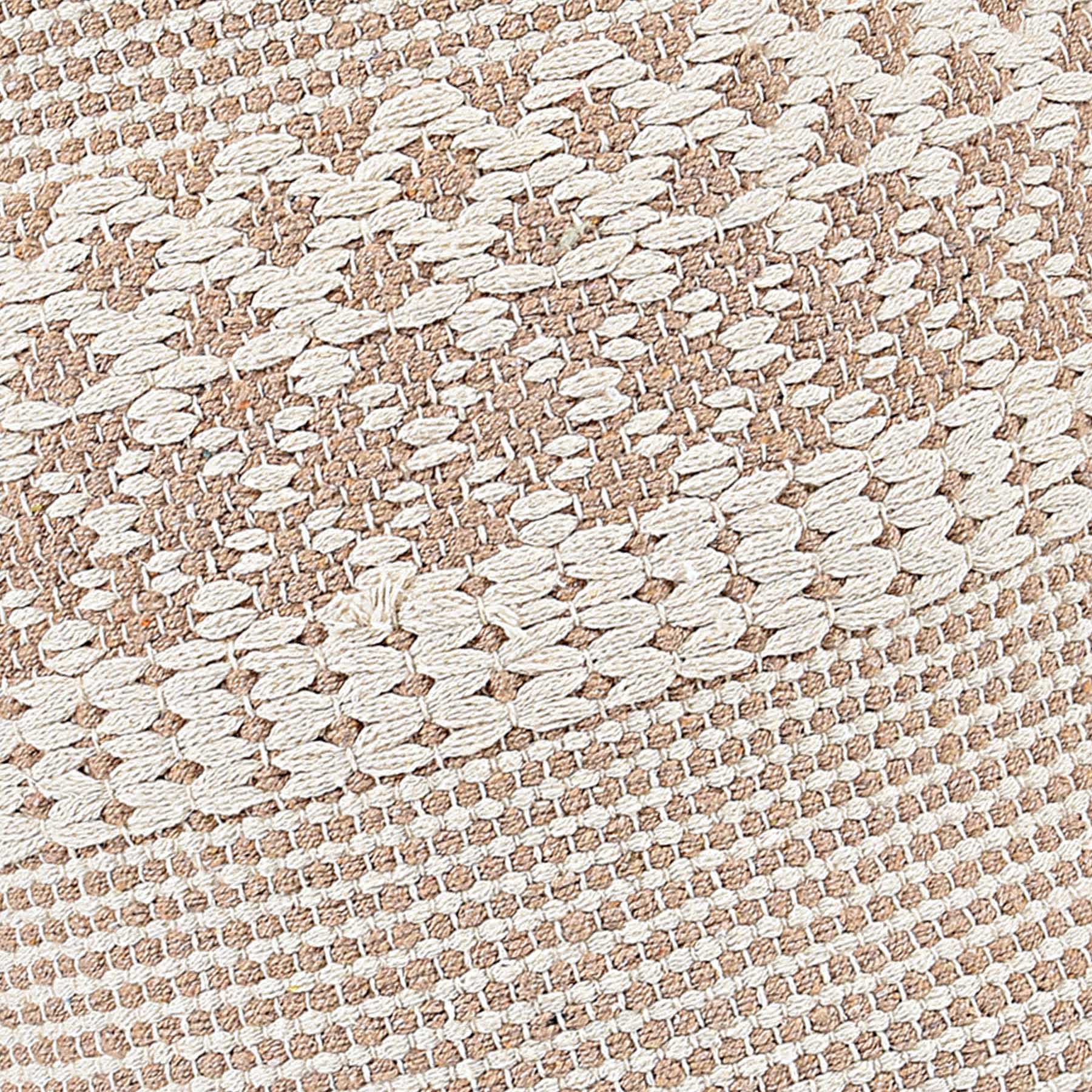 Natural & White Round Fabric Storage Basket