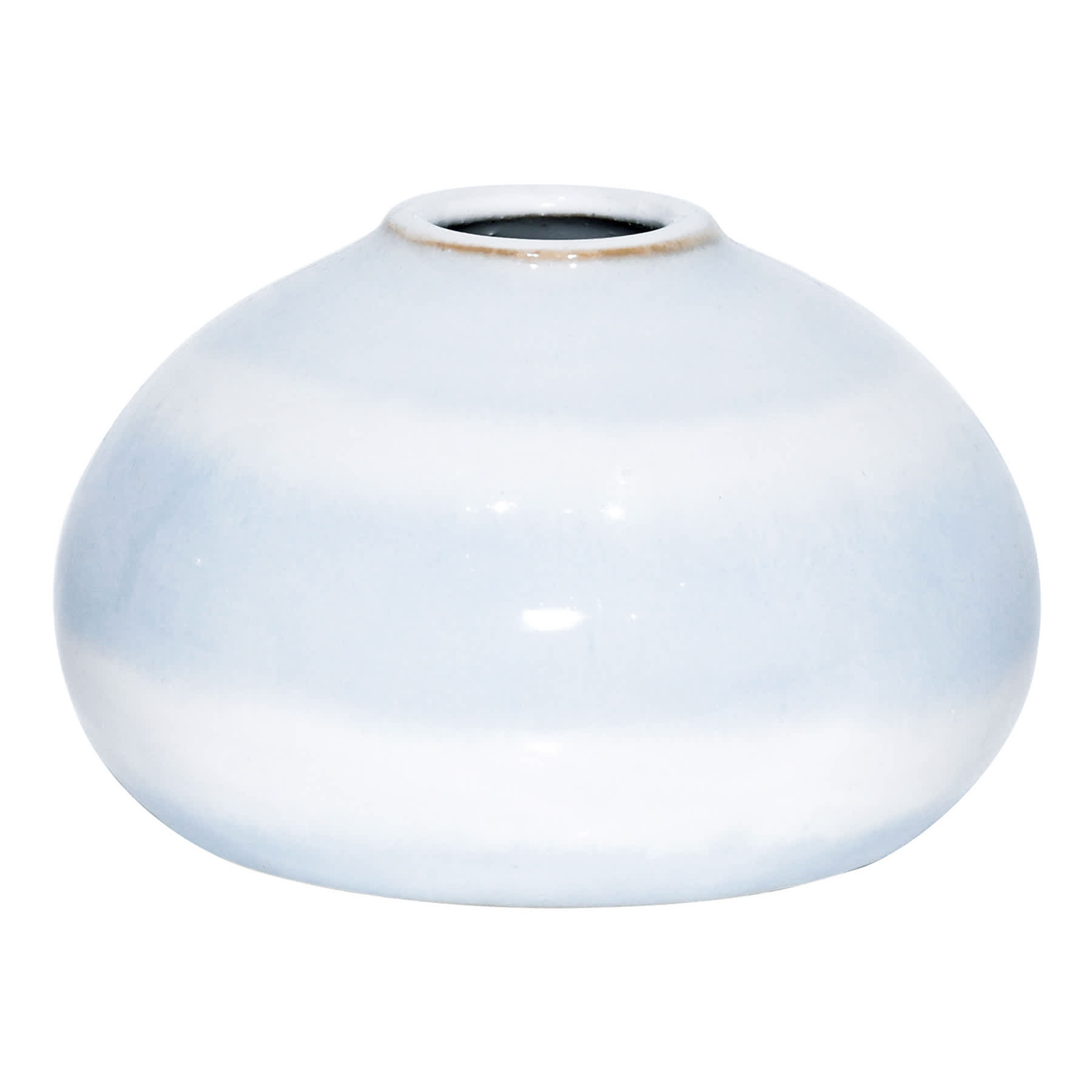 White & Light Blue Ceramic Vase, 3.5"