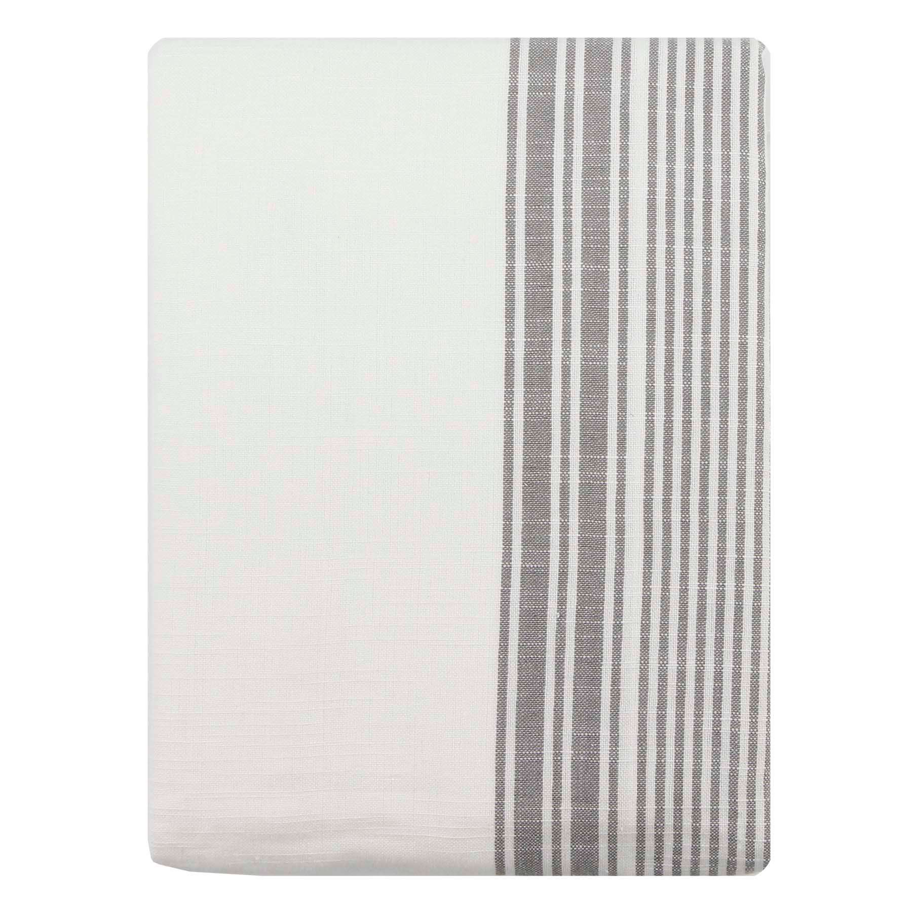 White with Multi-Grey Stripes Tablecloth, 60x104