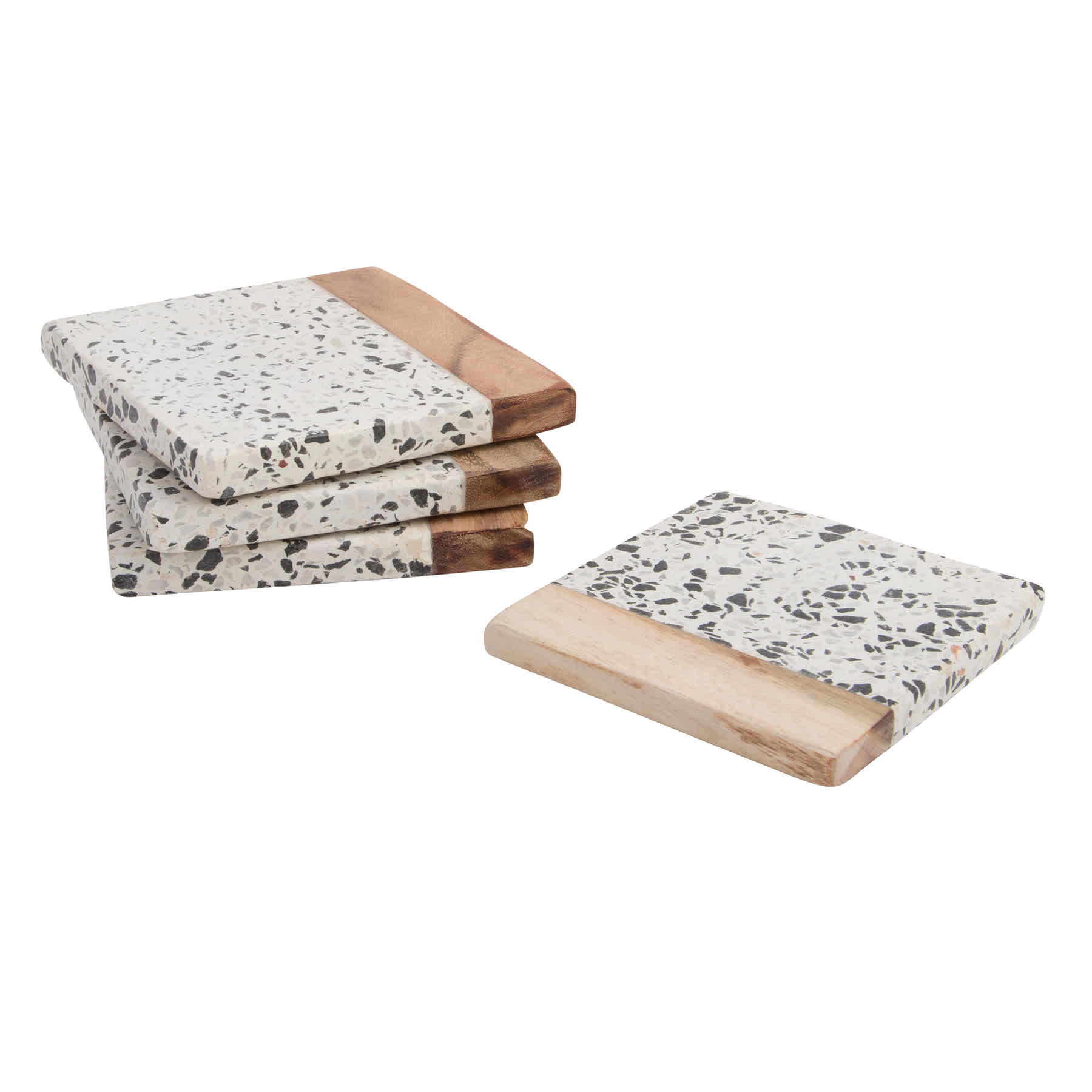Set of 4 Square Tezza Wood Coasters