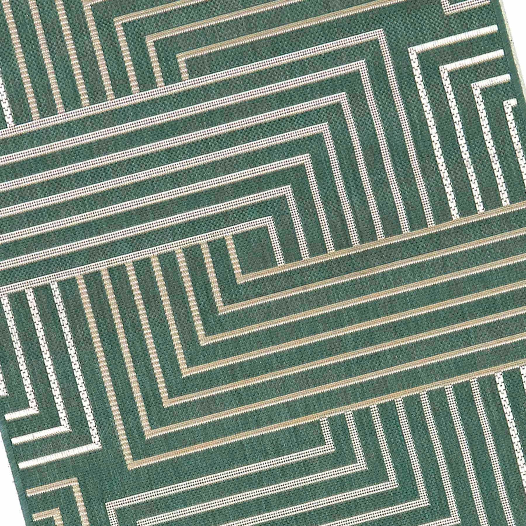 (E492) Found & Fable Palma Green Lines Outdoor Accent Rug, 3x4