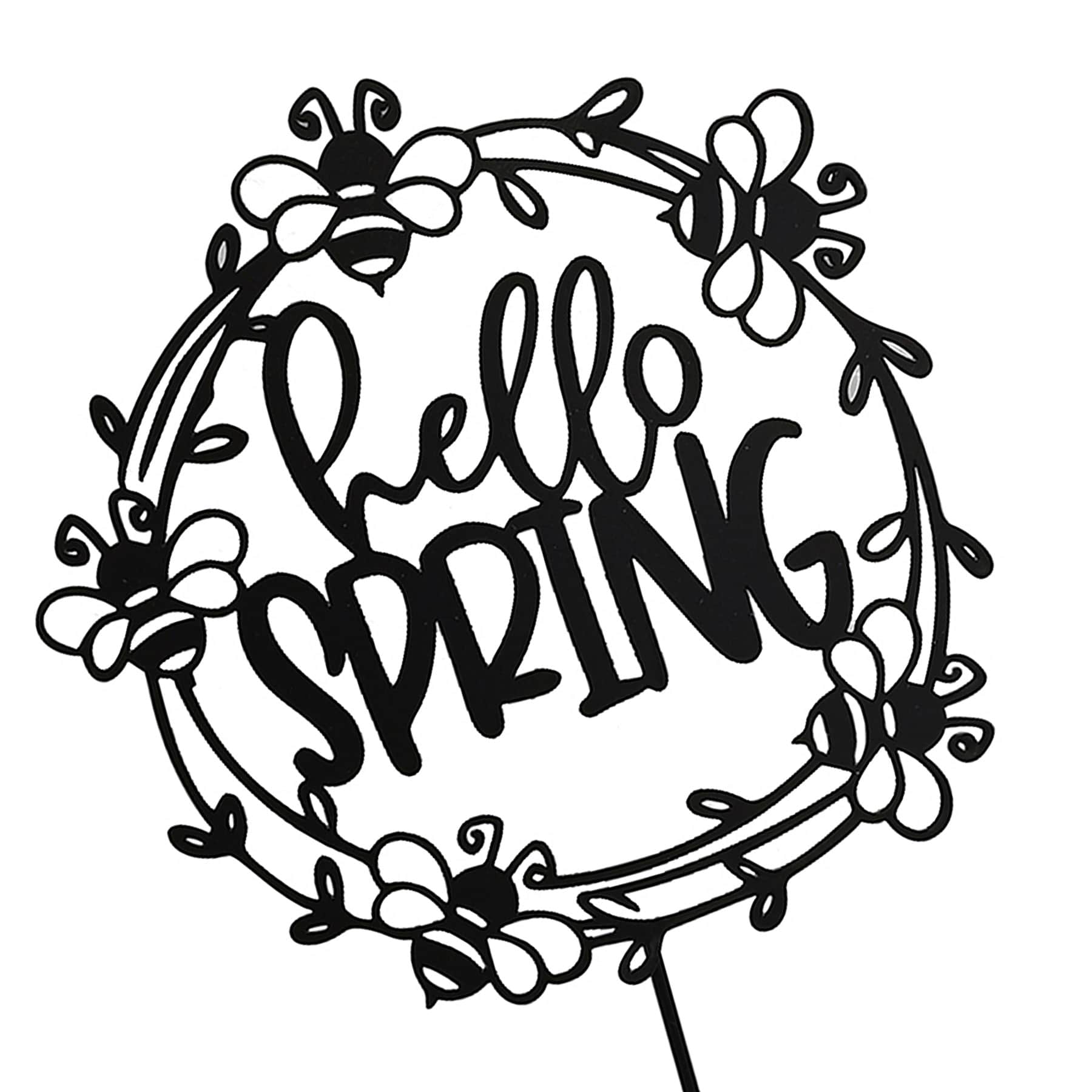 Hello Spring Black Metal Yard Pick, 18"
