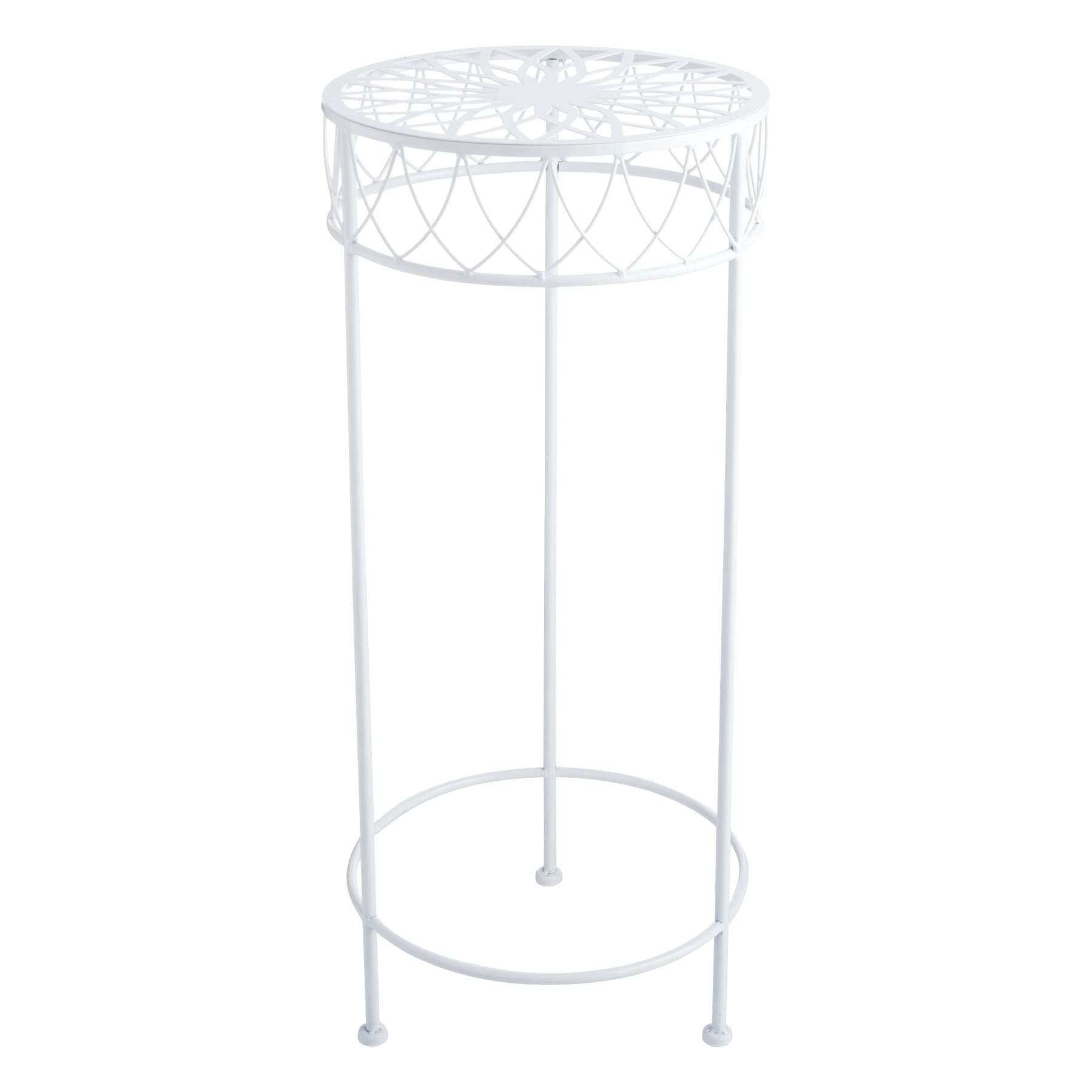 White Round Metal Plant Stand, Large