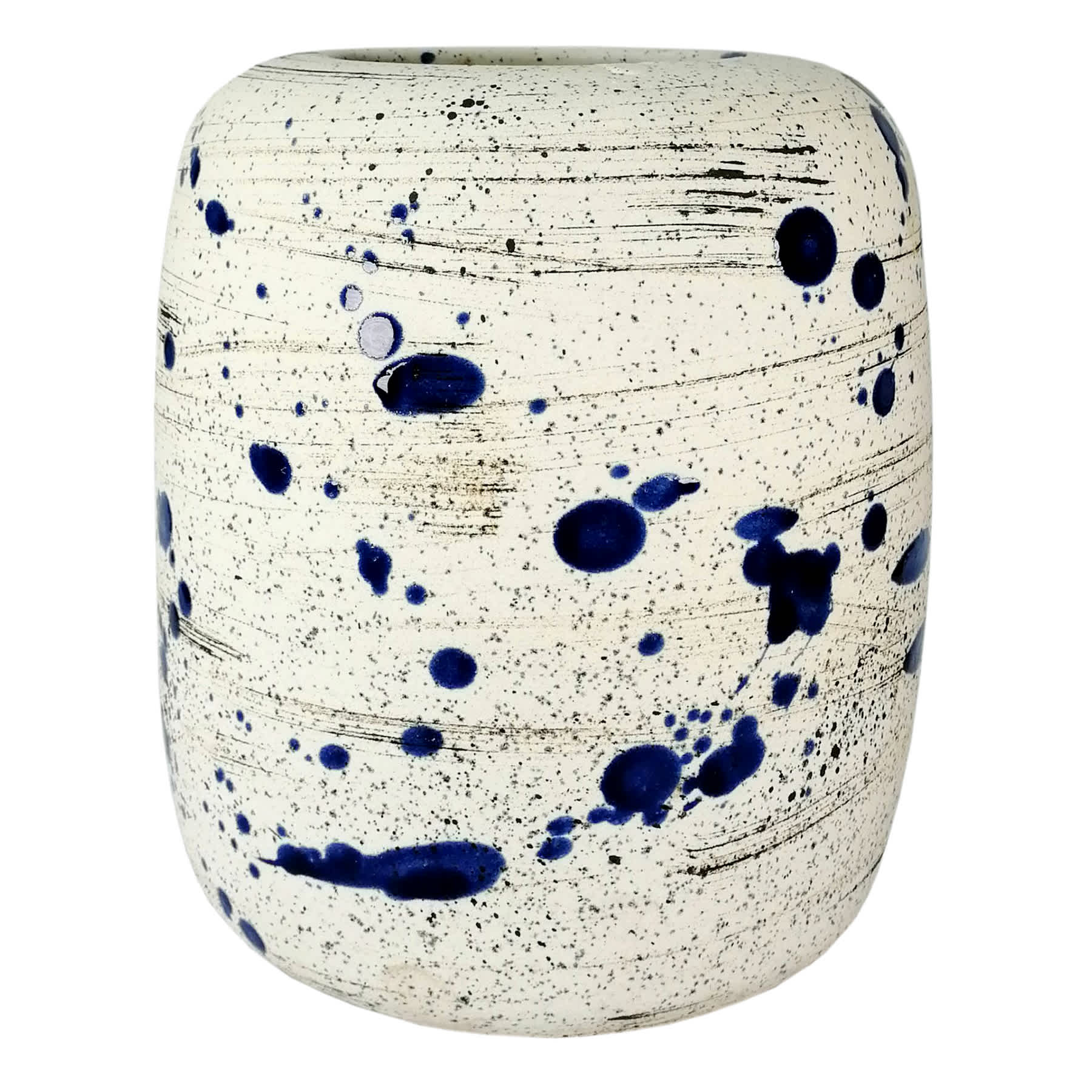 Ty Pennington Blue Speckled Ceramic Vase, 8"
