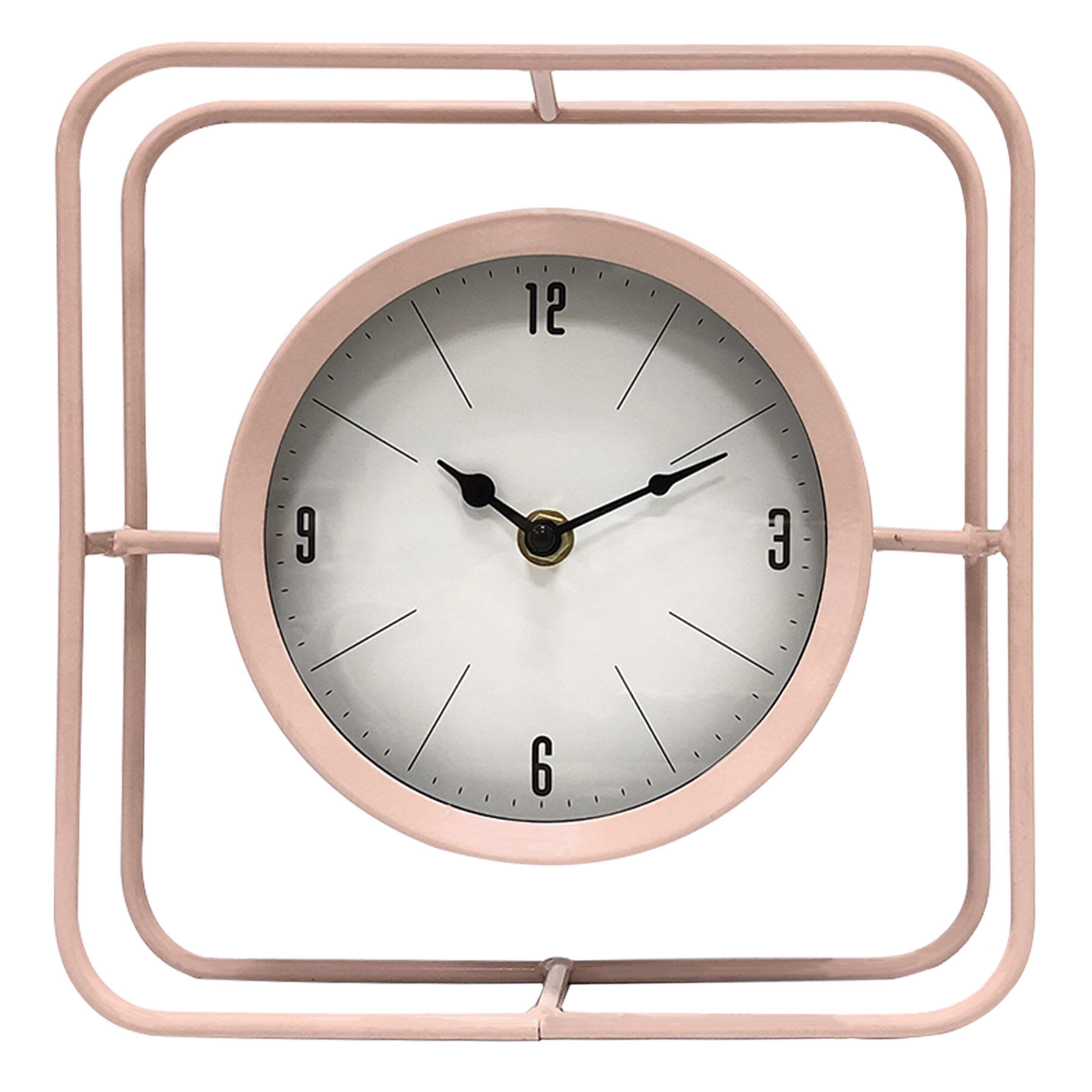 Pink Metal Square Clock, 8"