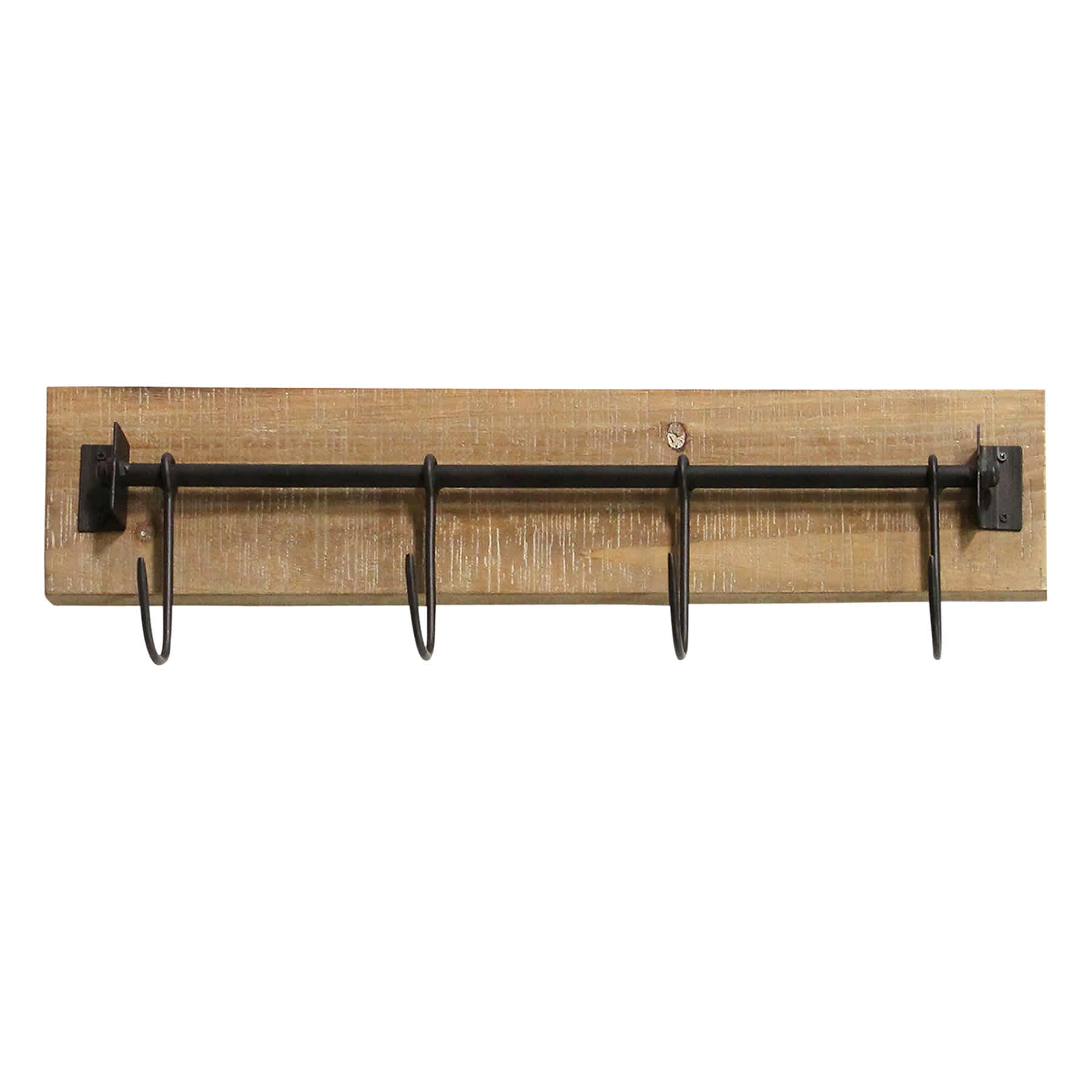4-Hook Metal & Wood Wall Hooks