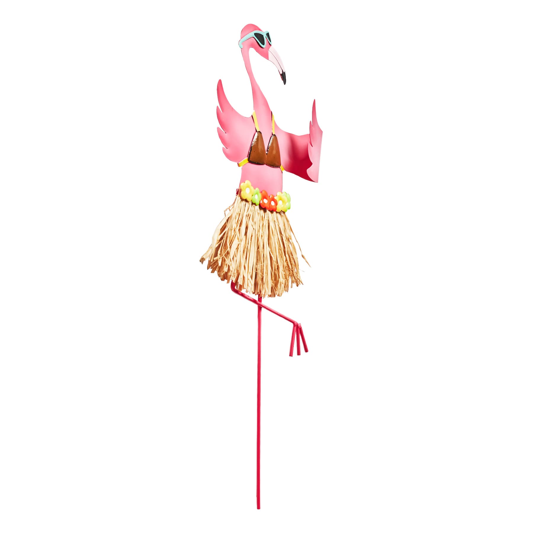 Yellow & Pink Hula Flamingo Yard Pick, 24"