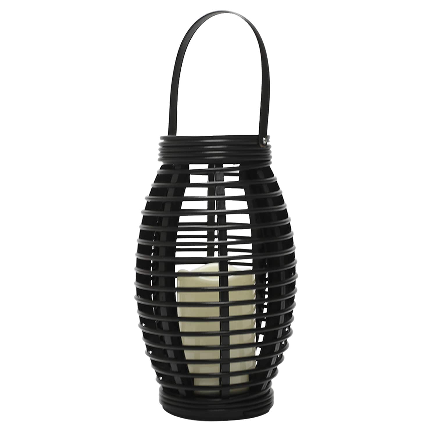 Found & Fable Black LED Outdoor Lantern with Timer, Medium