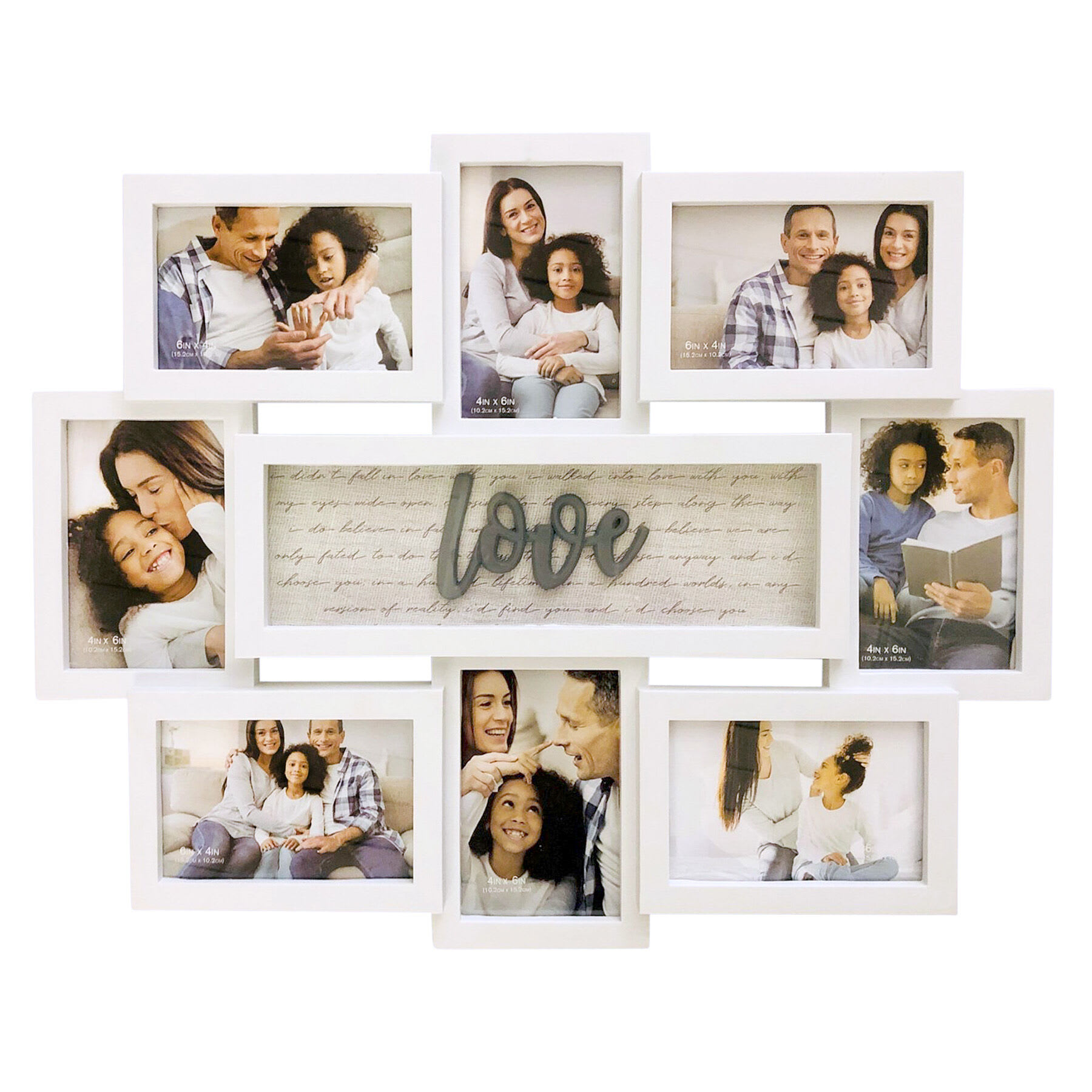 8-Opening White Love Collage Picture Frame, 22x17