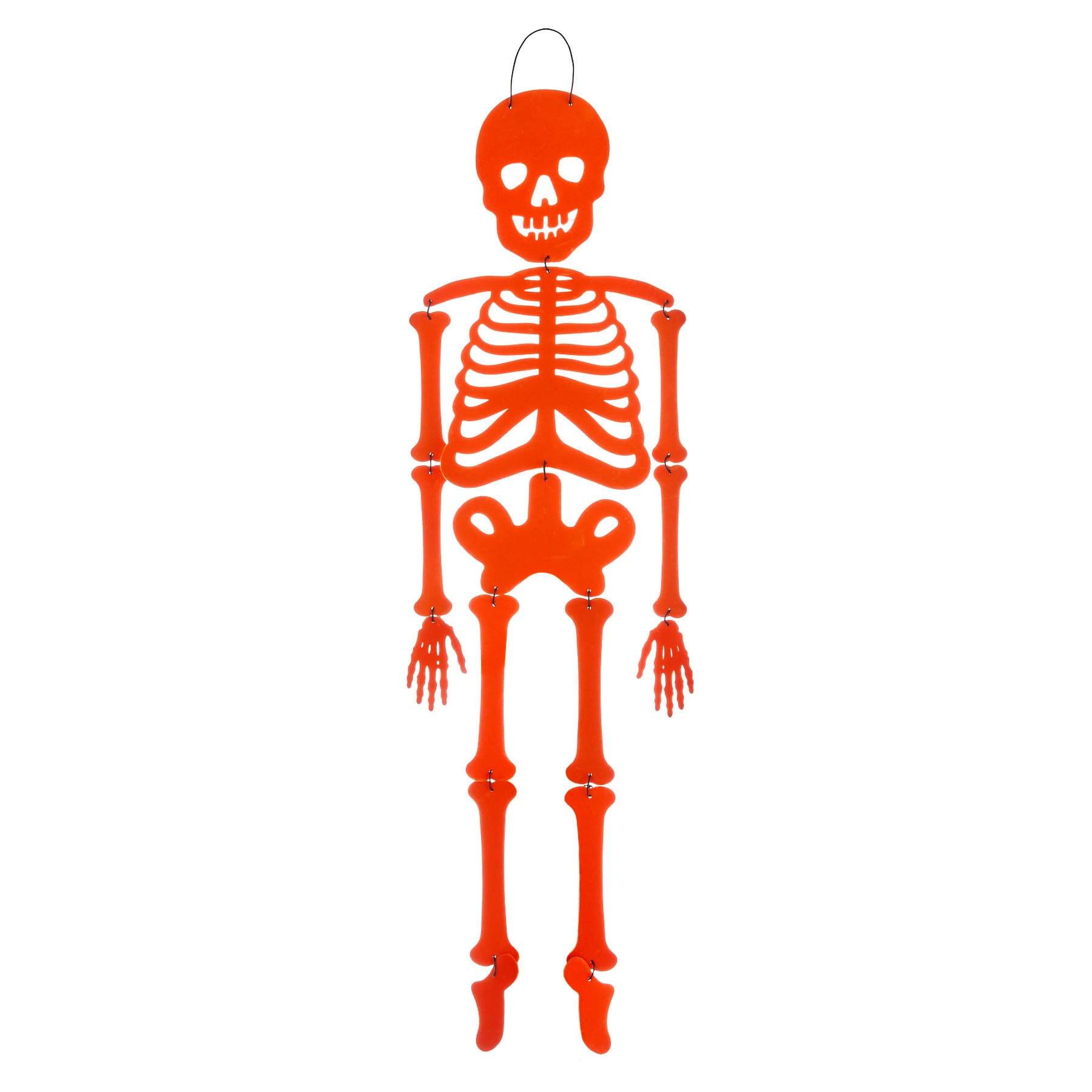 Orange Metal Flocked Skeleton Wall Décor, 25"
