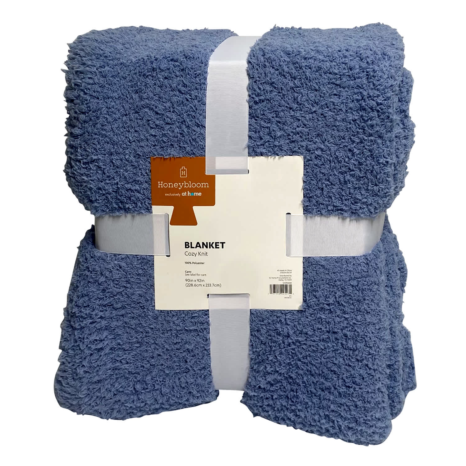 Honeybloom Blue Cozy Knit Bed Blanket, Full/Queen
