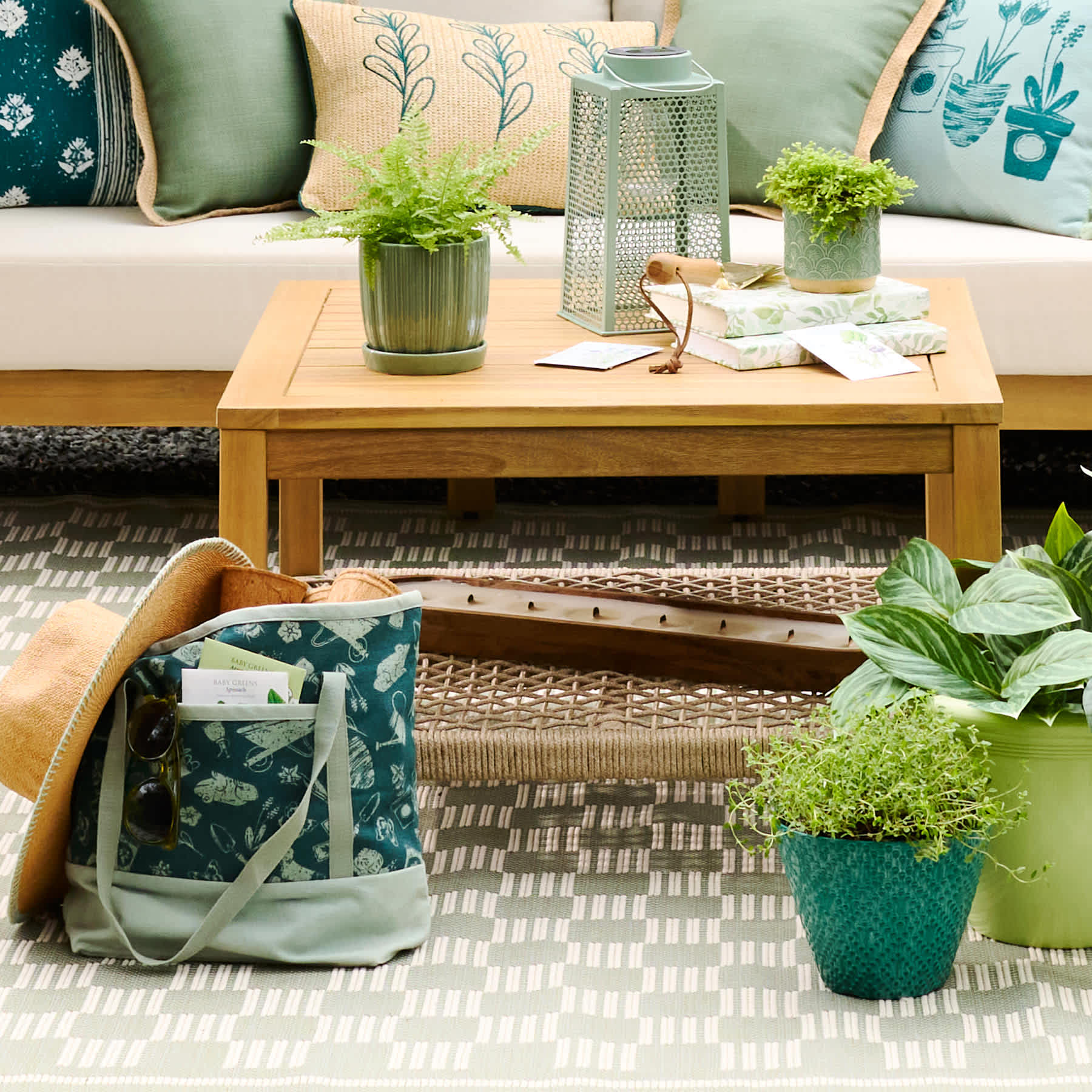 Haven Blonde Acacia Wood & Tan Rope Patio Coffee Table