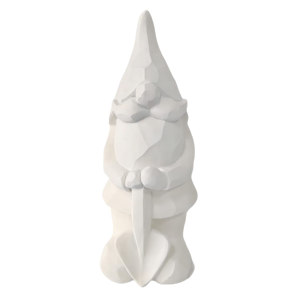 Crosby St. White Geometric Gnome Outdoor Garden Statue, 15"