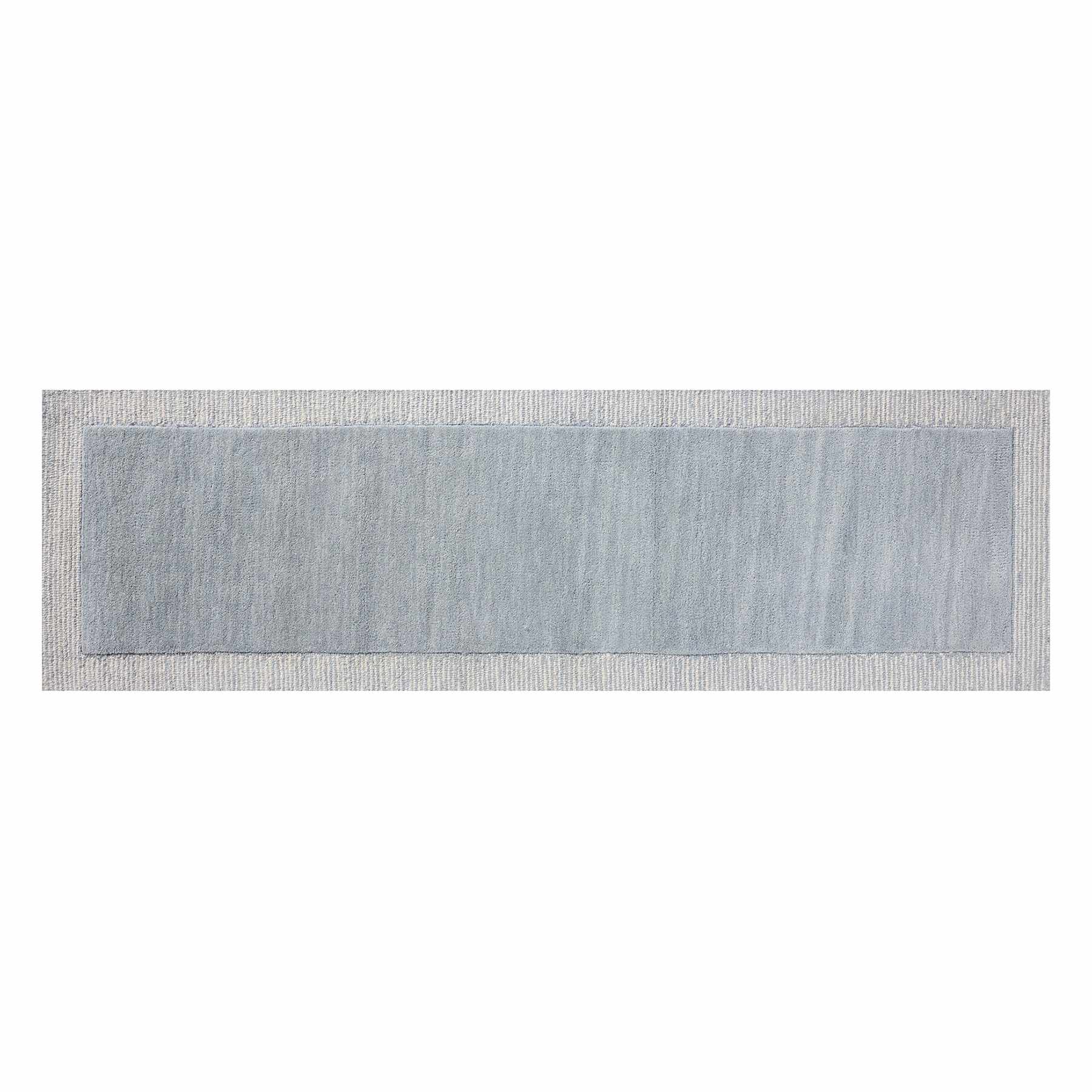 (A529) Linwood Blue Tufted Runner with Border, 2x7