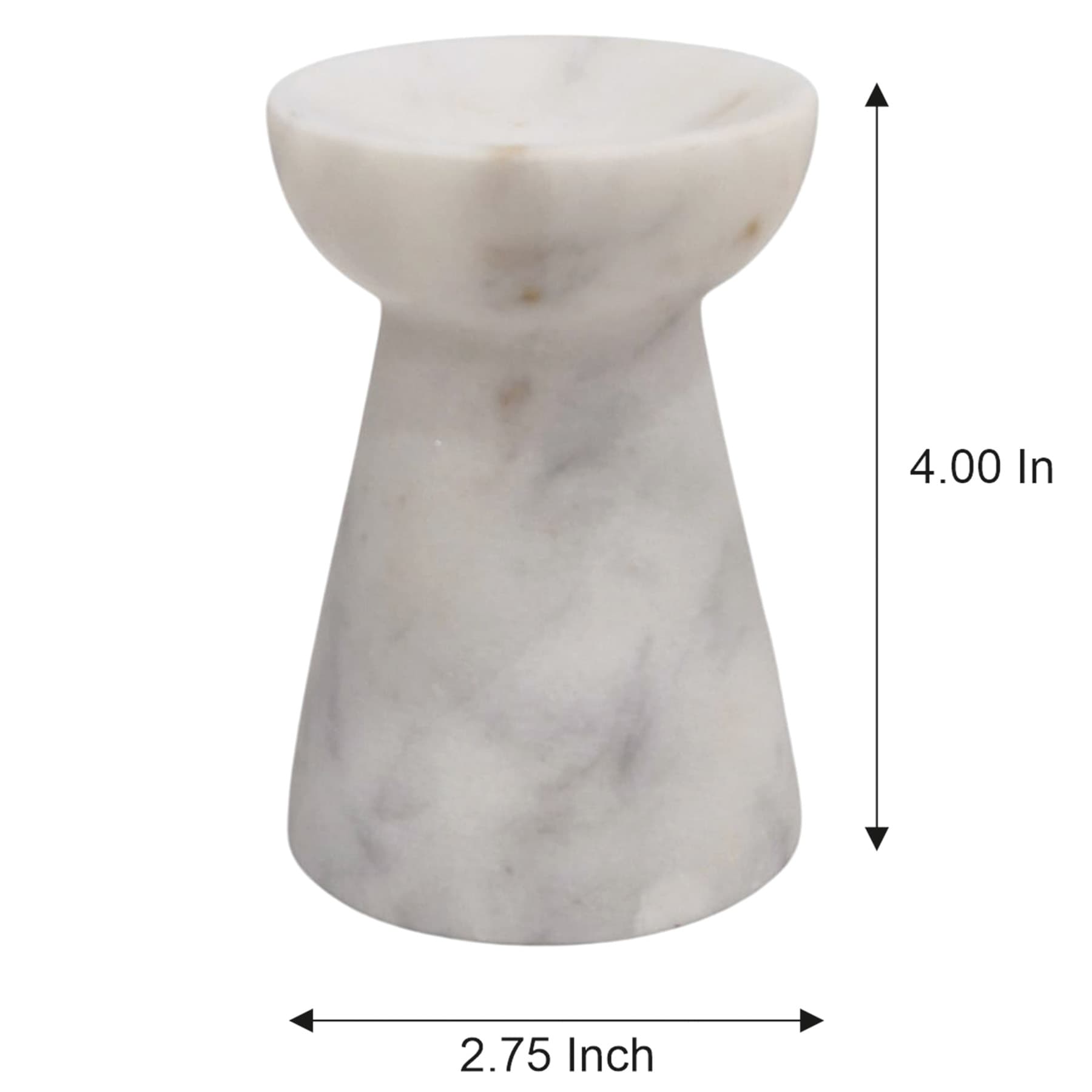 White Marble Taper Candle Holder, 4"