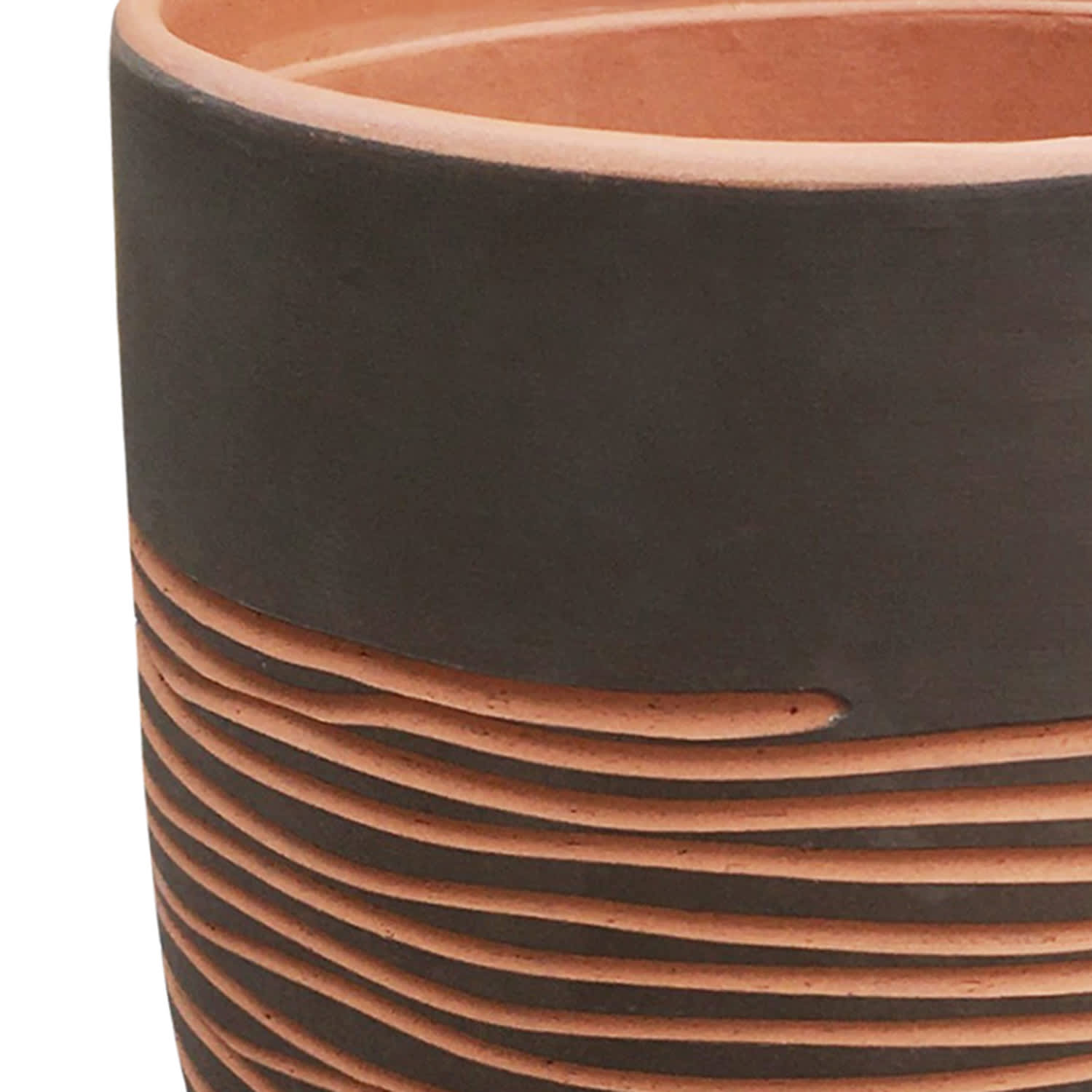 Indoor Grey Carved Clay Pot, Small