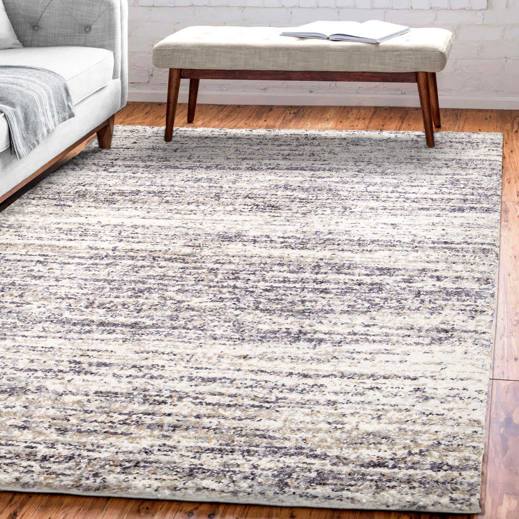 (A452) Heather Fields Light Taupe Area Rug, 8x10