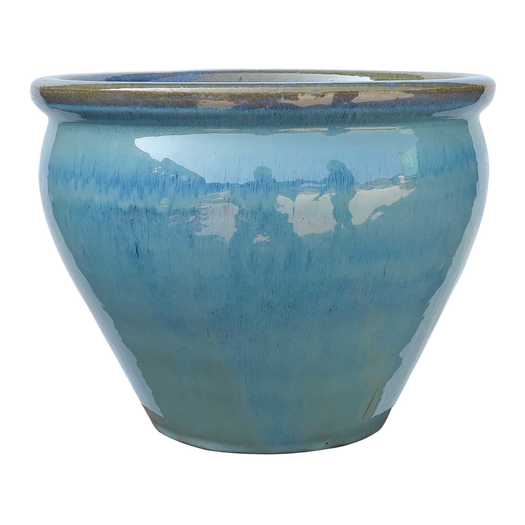 Honeybloom Mews Blue Ceramic Outdoor Planter, Extra Large