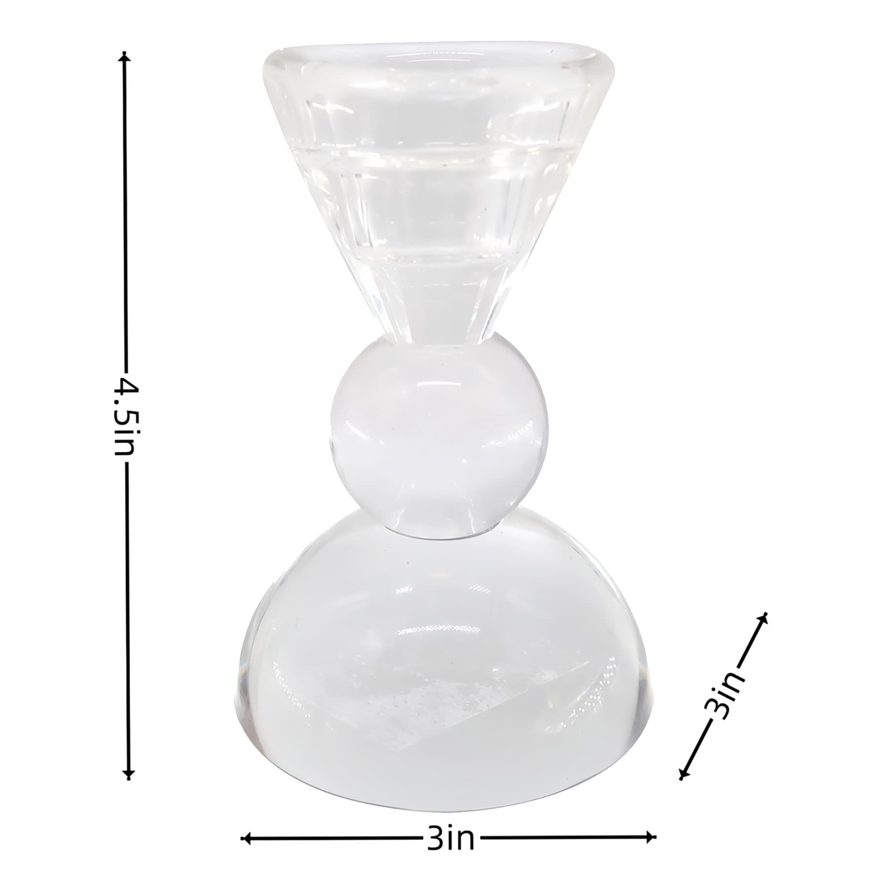 Clear Crystal Glass Taper Candle Holder, 4.5"