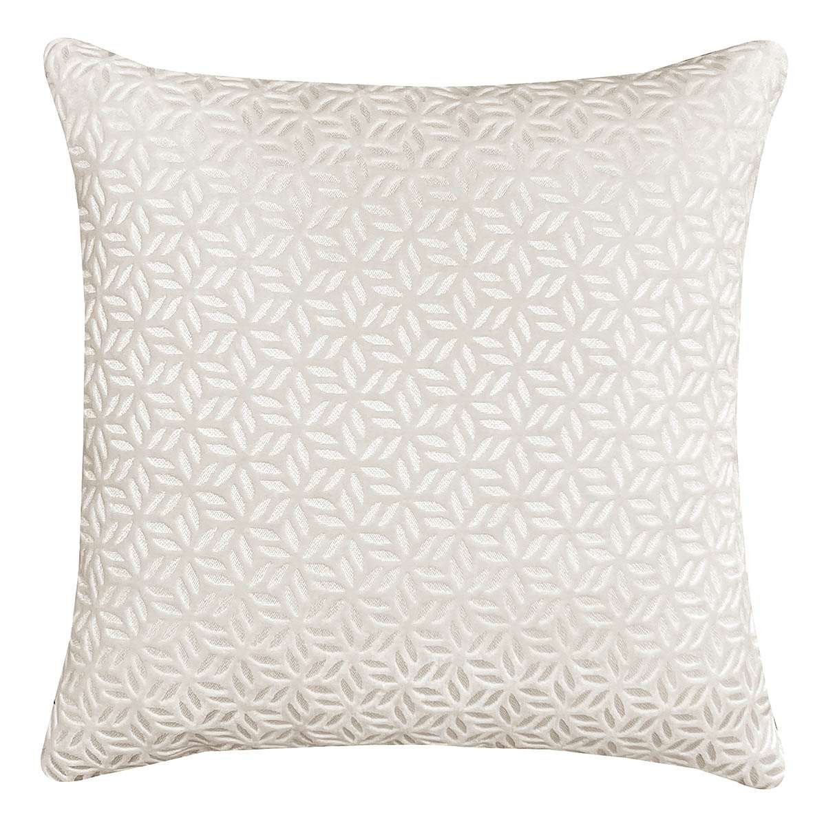 Ivory Petal Cut Velvet Throw Pillow, 18"
