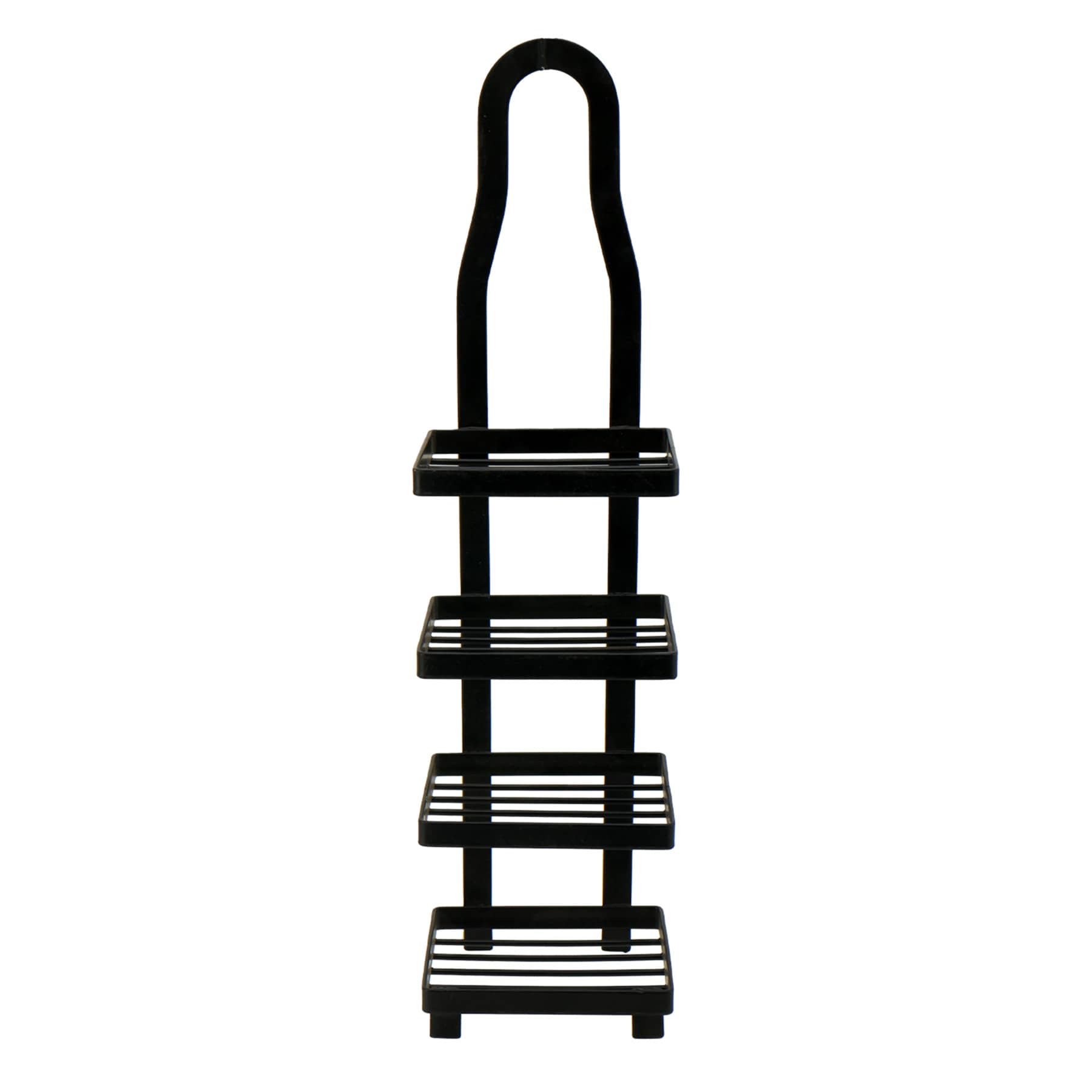 Keller Black 4 Tier Shower Soap Holder with Adhesive Sticker Hooks