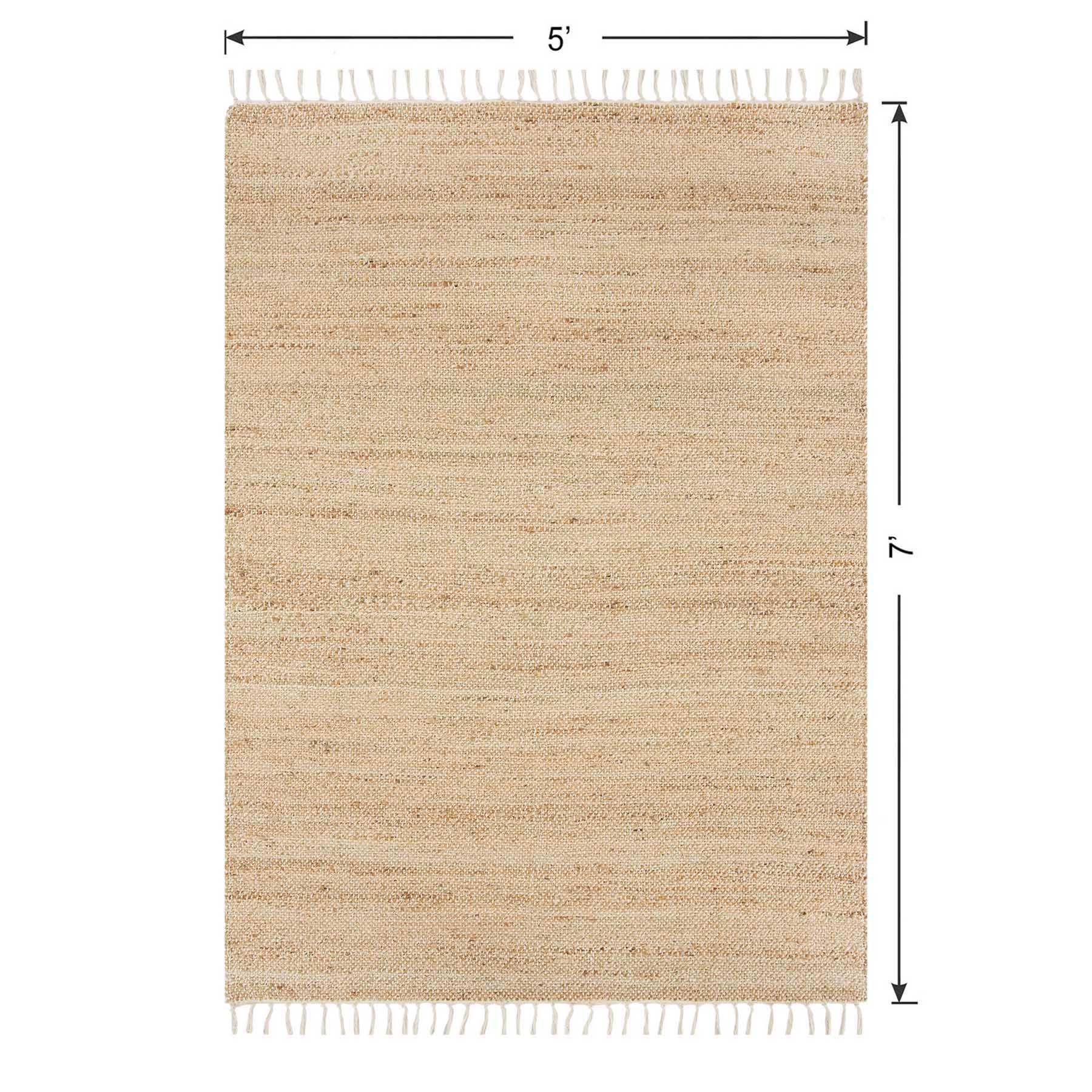 (B825) Honeybloom Lawrence Jute Fringe Area Rug, 5x7