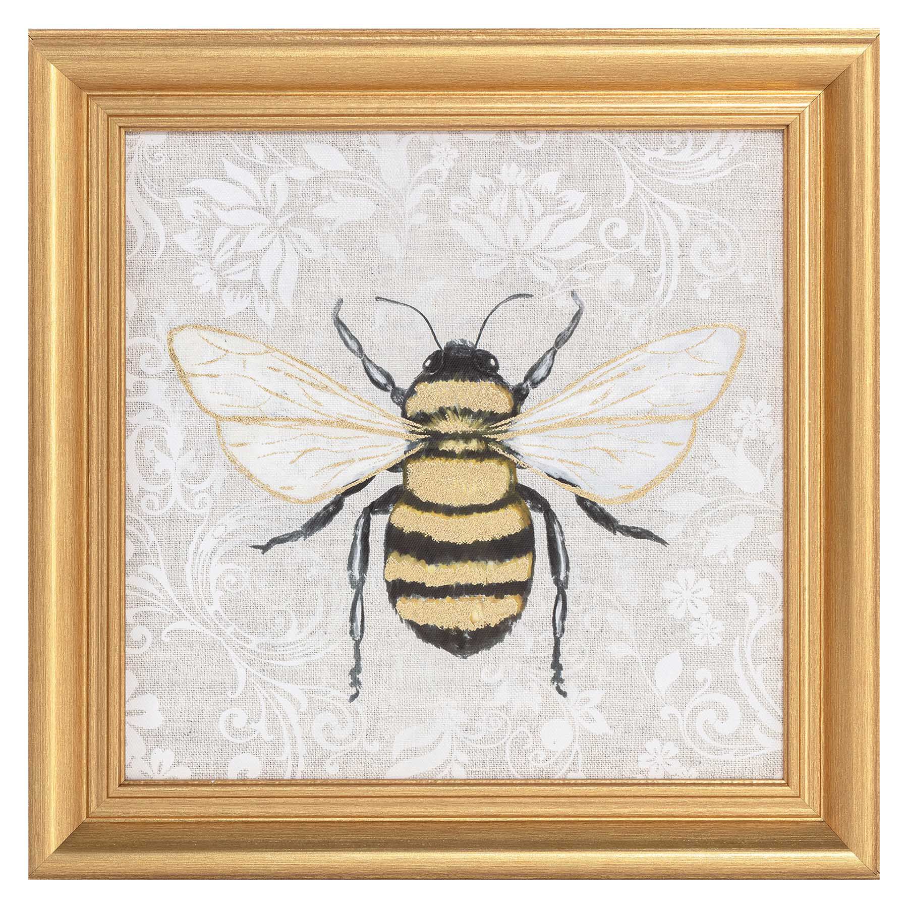 Gold Bumble Bee Textured Canvas Wall Art, 14"