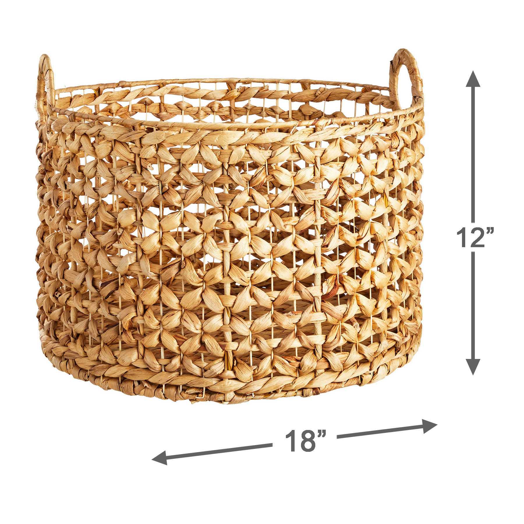 Providence Melia Round Flower Weave Storage Basket with Handles, Large