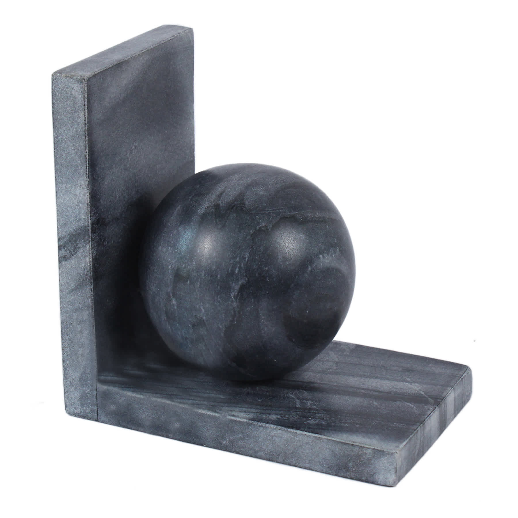 Black Marble Ball L-Shape Bookend