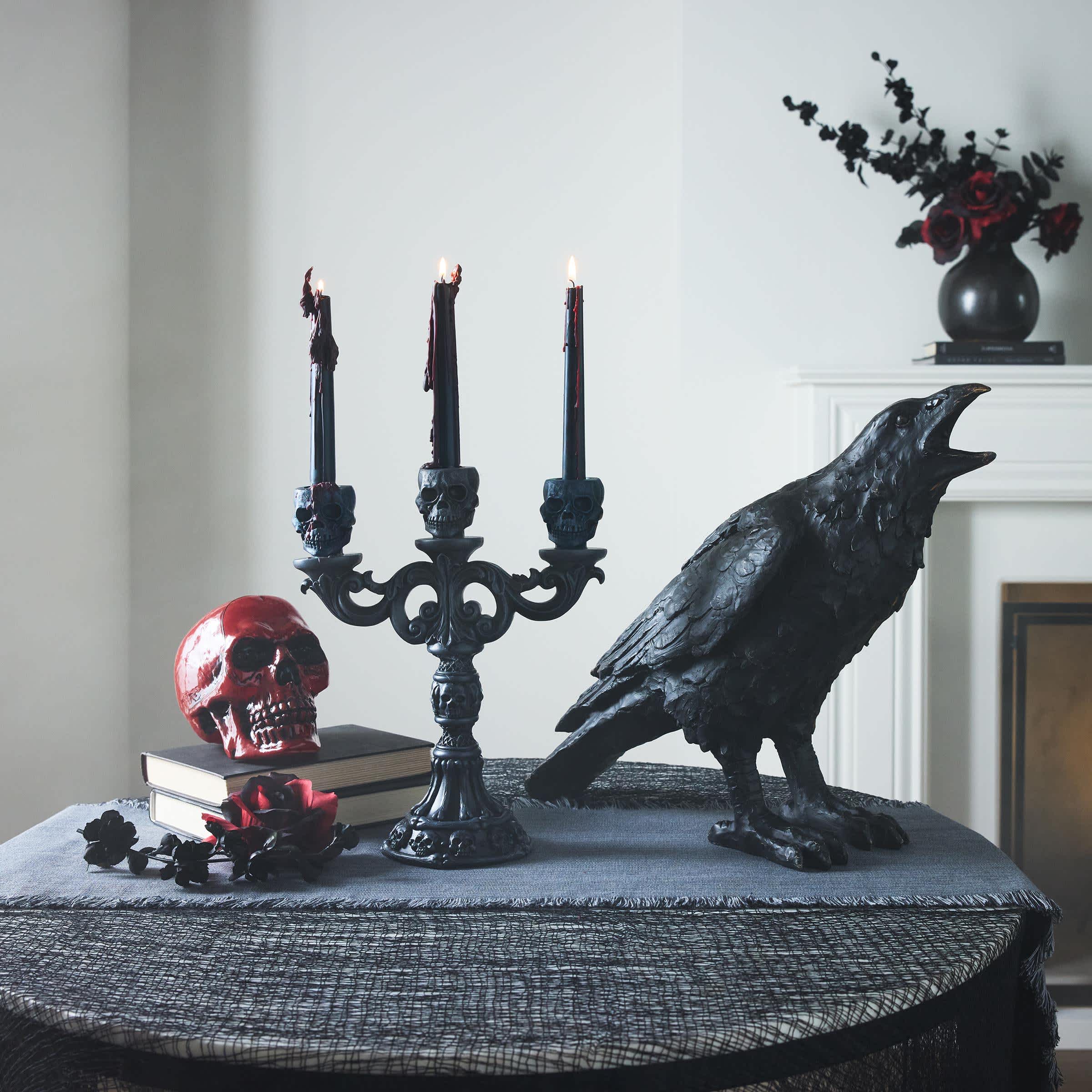 2-Pack Black & Red Bleeder Taper Candles