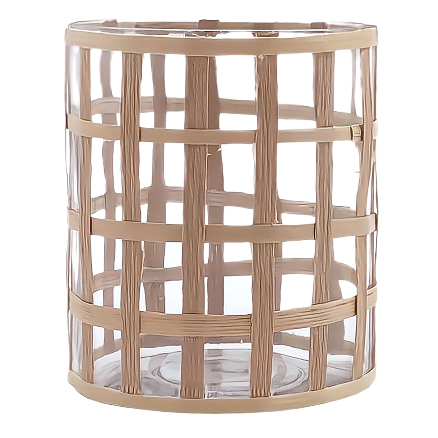 Honeybloom Glass Rattan Votive Holder, 5.5"