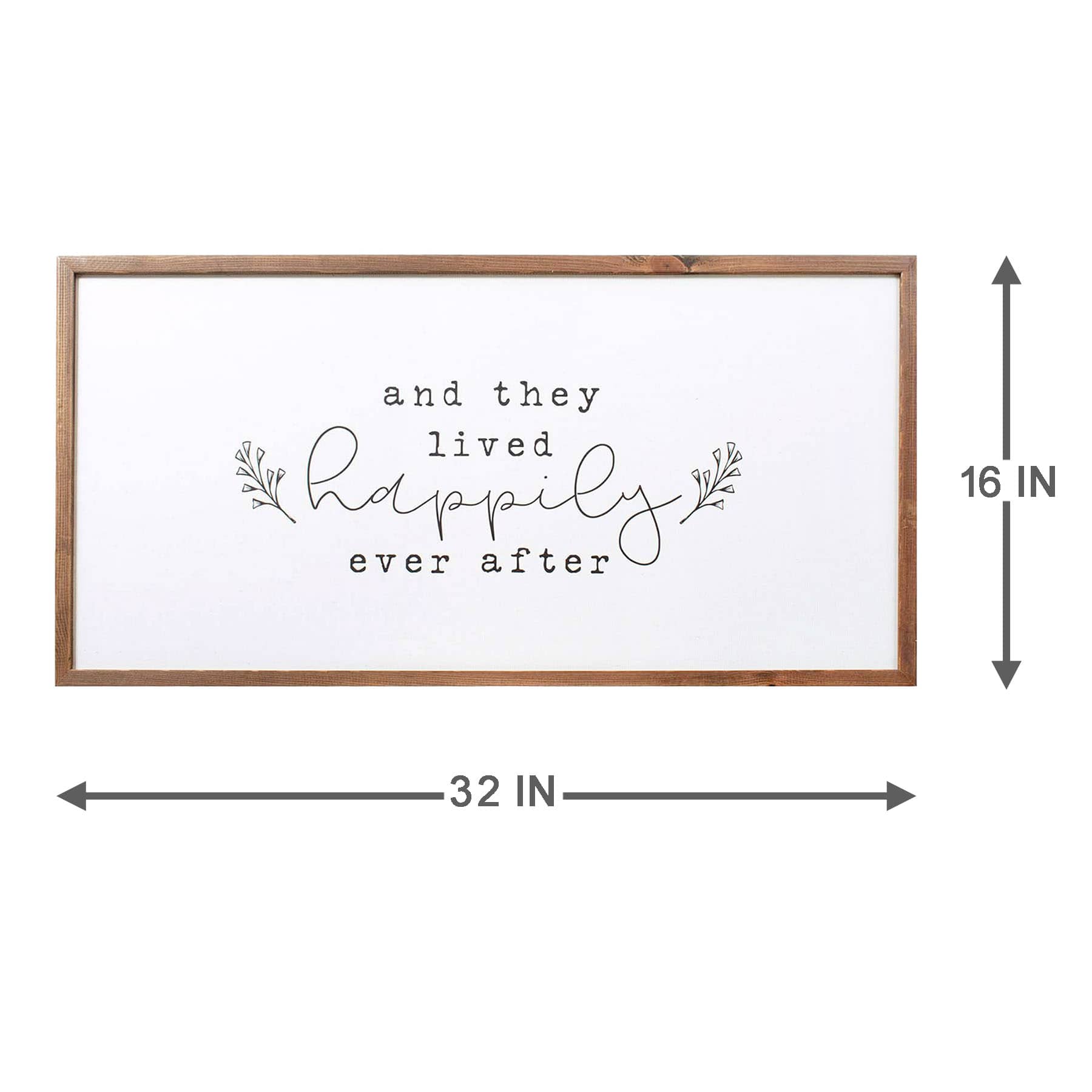 Honeybloom Framed Happy Ever After Canvas Wall Sign, 32x16