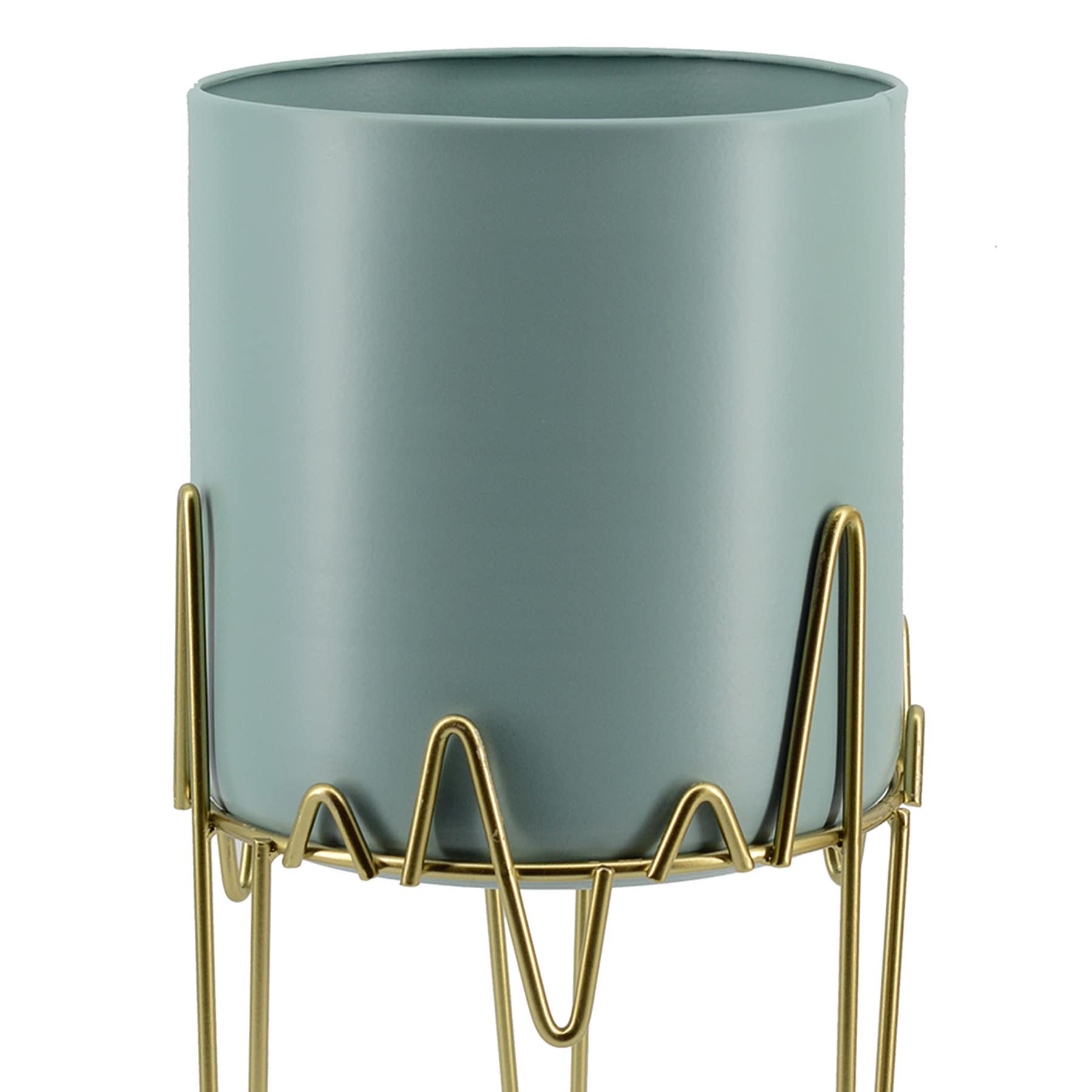 Sand Teal Gold Metal Deco Planter Stand, Medium