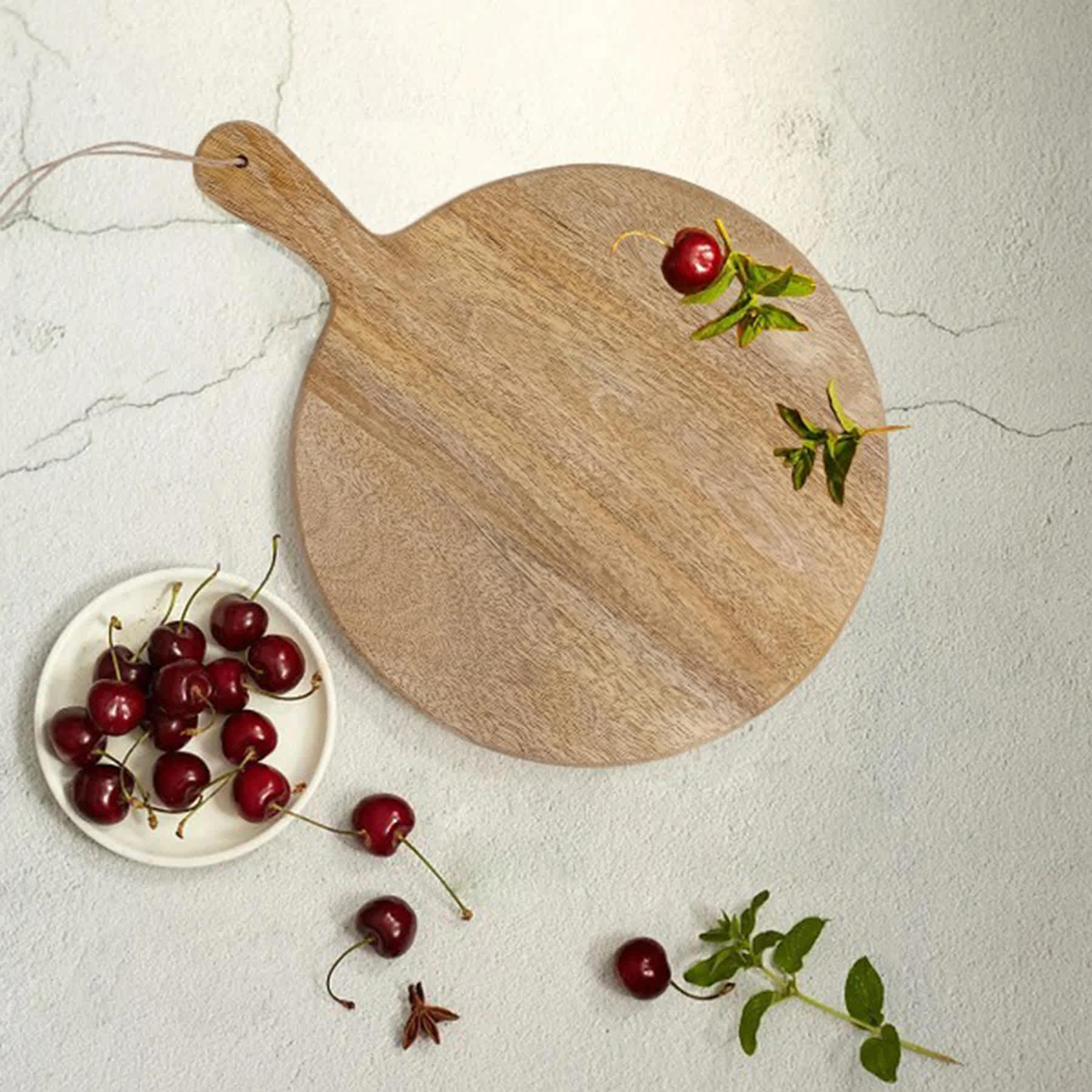 Mango Wood Round Serve Board, 15x11