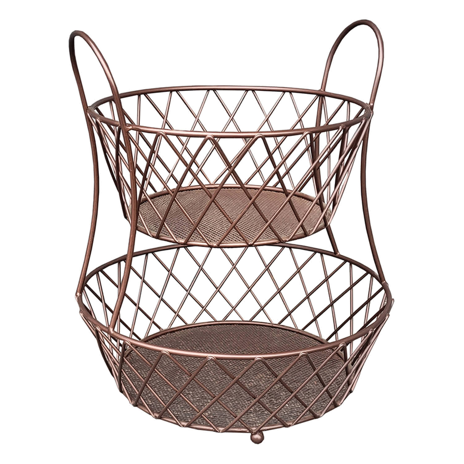 Round 2-Tier Diamond Patterned Fruit Basket
