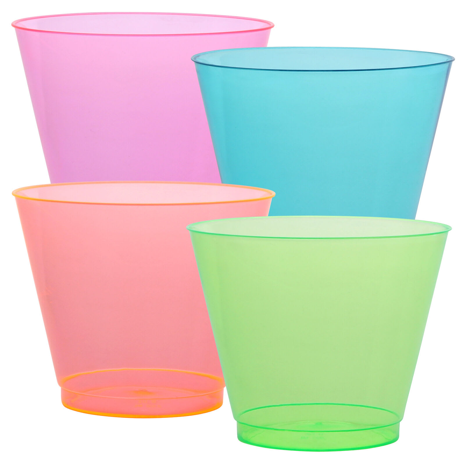 Neon Pink Green Orange Blue 9oz Plastic Tumbler Party Dimensions