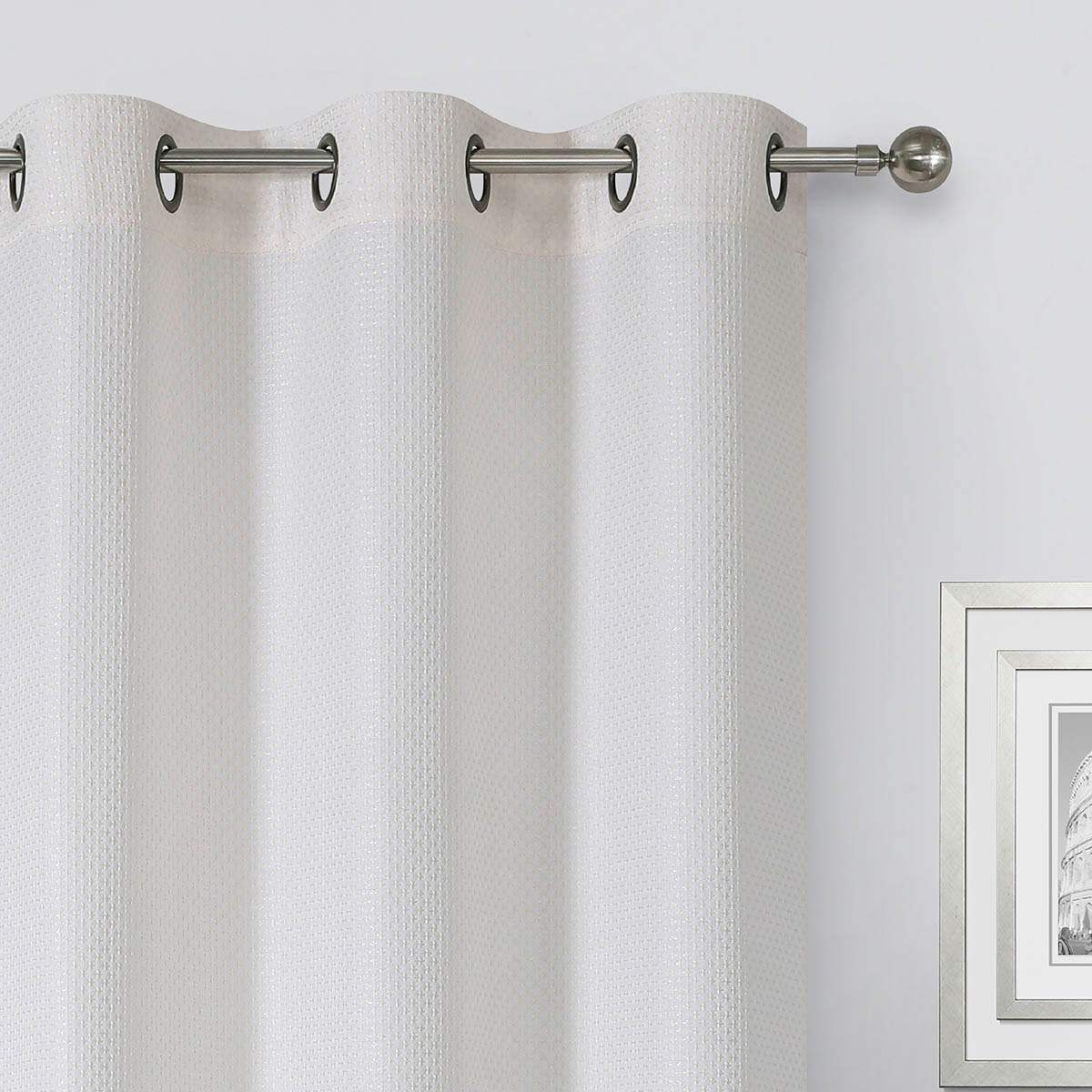 Oakdale Ivory Light Filtering Grommet Single Curtain Panel, 84"