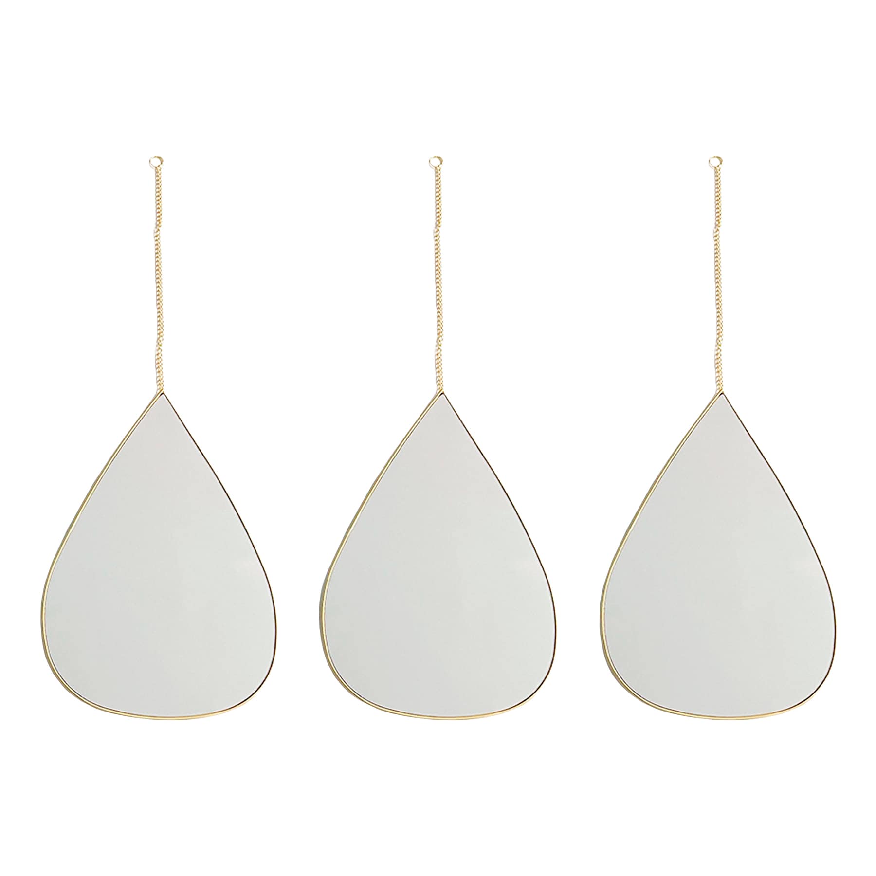 3-Piece Teardrop Wall Mirror Set with Chain Hanger, 11X8