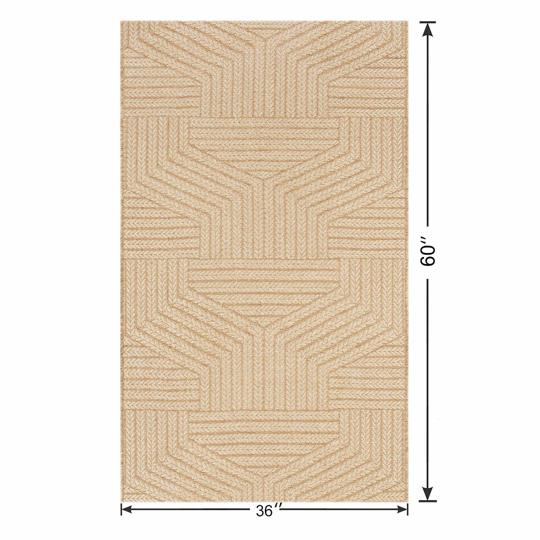 (E457) Ruby Natural Flatweave Outdoor Accent Rug, 3x5